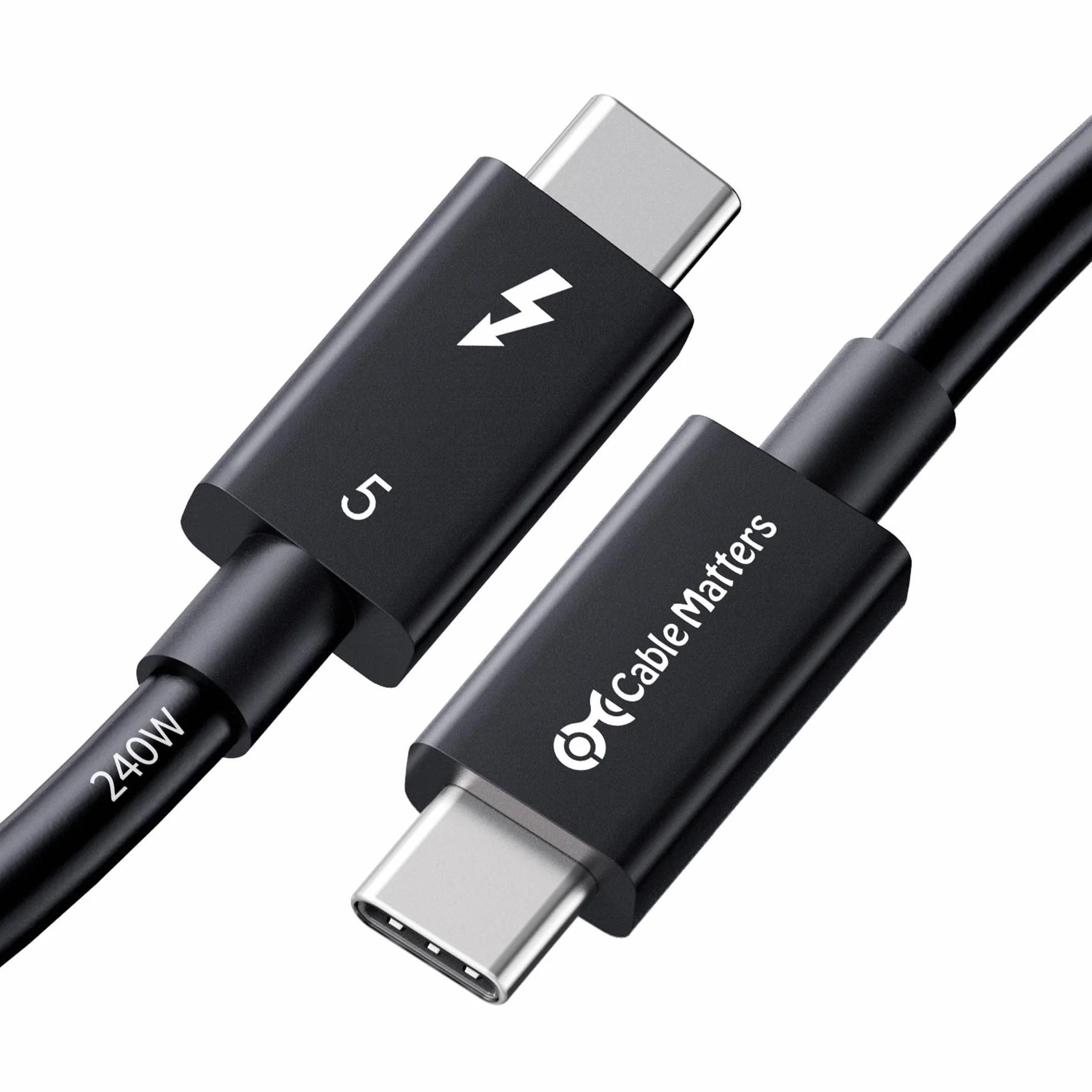 [Certyfikat Intel] Cable Matters kabel Thunderbolt 5 80Gb/s - 1m, Bandwidth Boost do 120Gb/s, ładowanie 240W PD 3.1, zgodny z Thunderbolt 4/USB4/USB-C, czarny