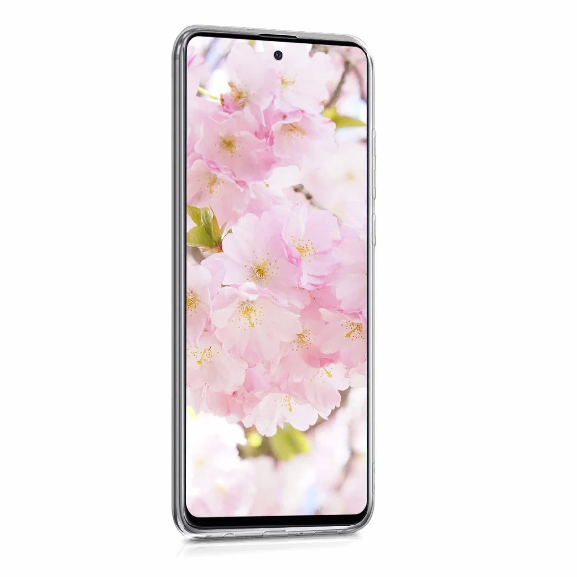 KWMOBILE CZAS Kompatybilny z Samsung Galaxy A71 - Case silikonowy przezroczysty liście kwiatu wiśni różowy ciemnobrązowy przezroczysty