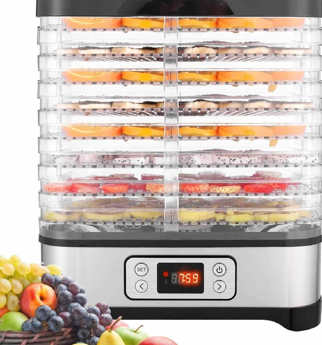 Suszarka do włosów, 400 W, z regulatorem temperatury, bez BPA, do żywności, mięsa, owoców i warzyw, 8 poziomów