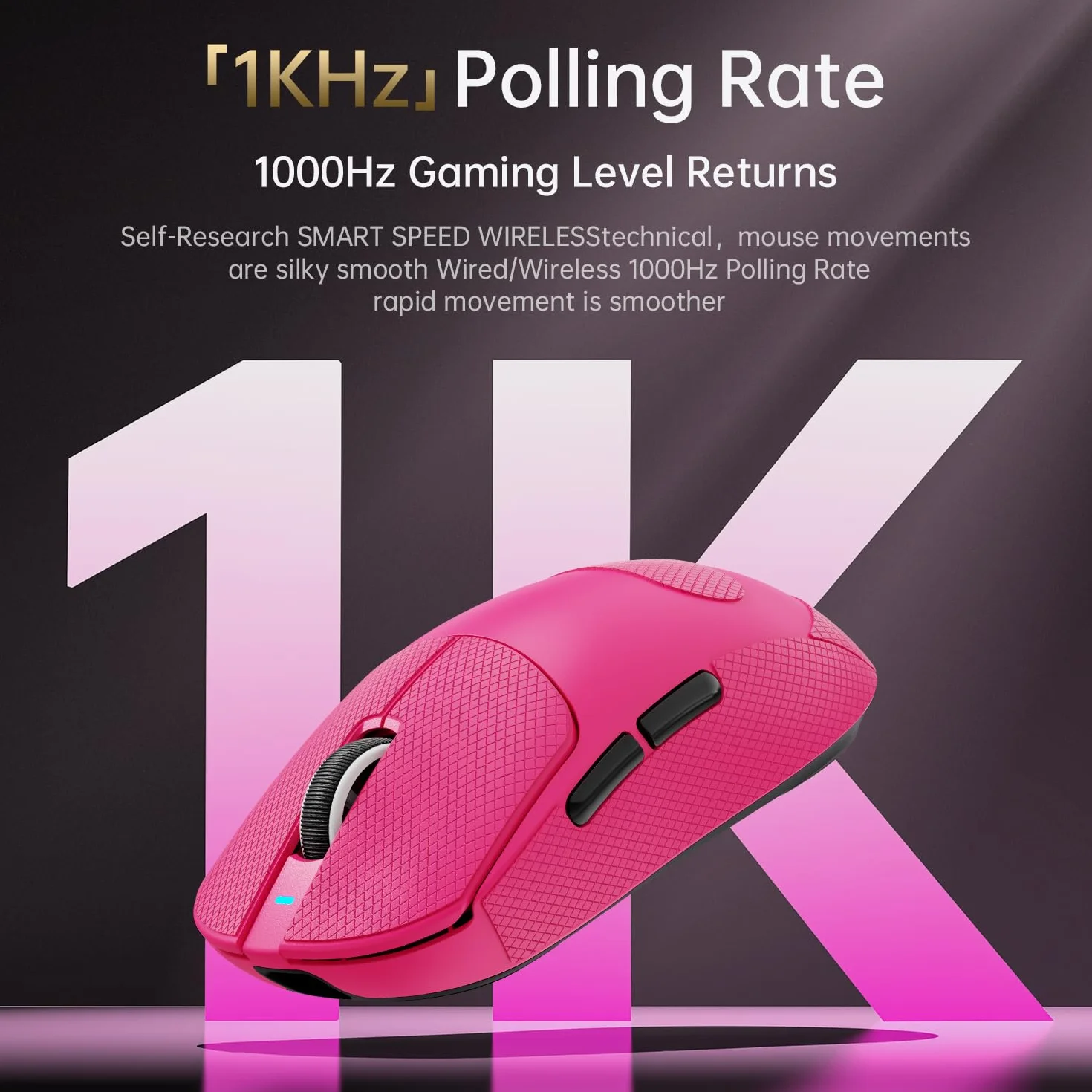 ATTACK SHARK X8SE Mouse with Grip Tape for Large Hand, 55g SUPERLIGHT, PixArt PAW3311 Gaming Sensor, BT/2.4G Wireless/Wired, Adjustable DPI up to 25000, 500mAh Battery (Berry Red)