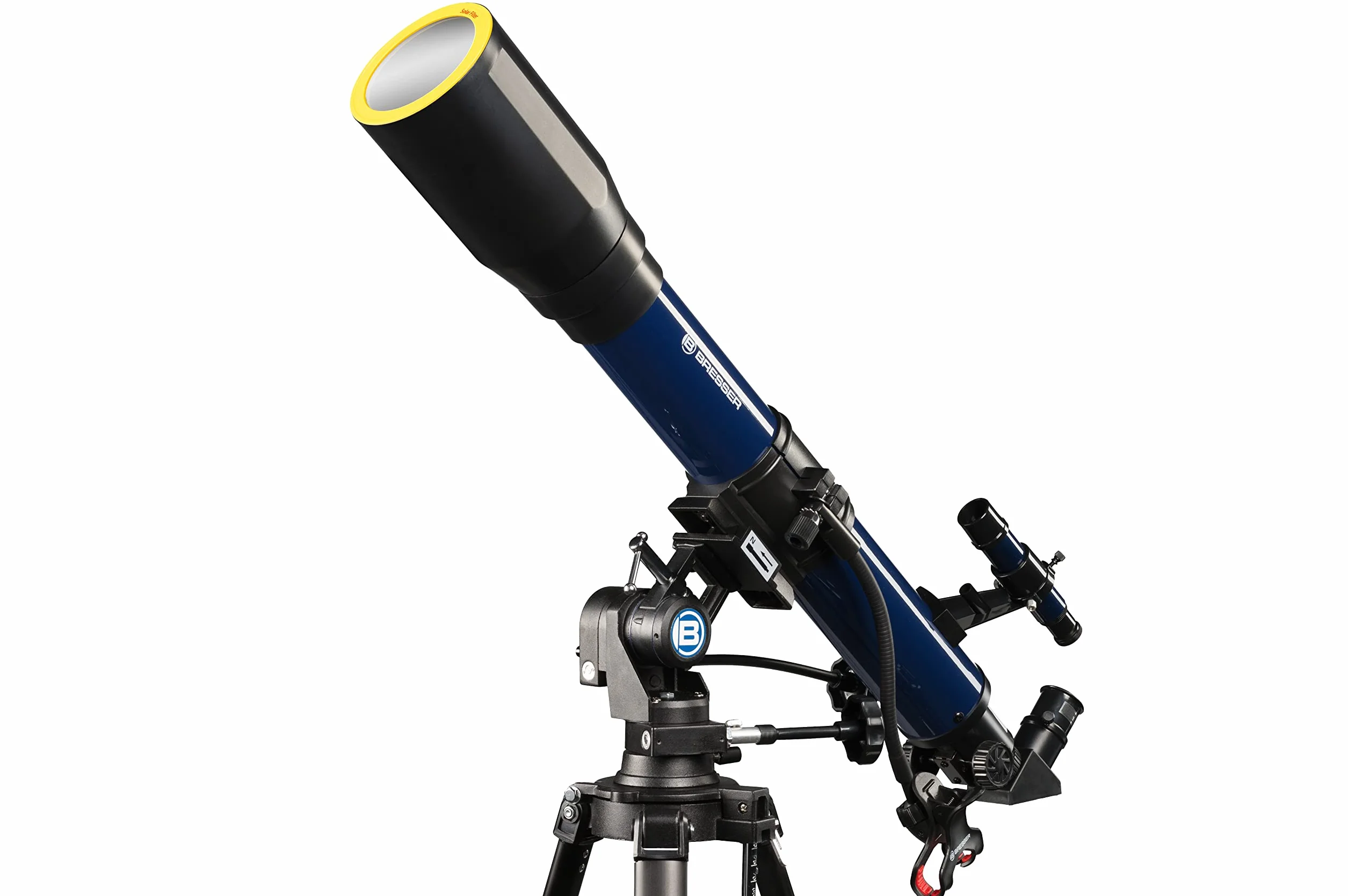 Bresser Teleskop SKYLUX teleskop soczewkowy 70/700 mm z uchwytem do smartfona i filtrem przeciwsłonecznym, ciemnoniebieski, 9618760LC1000