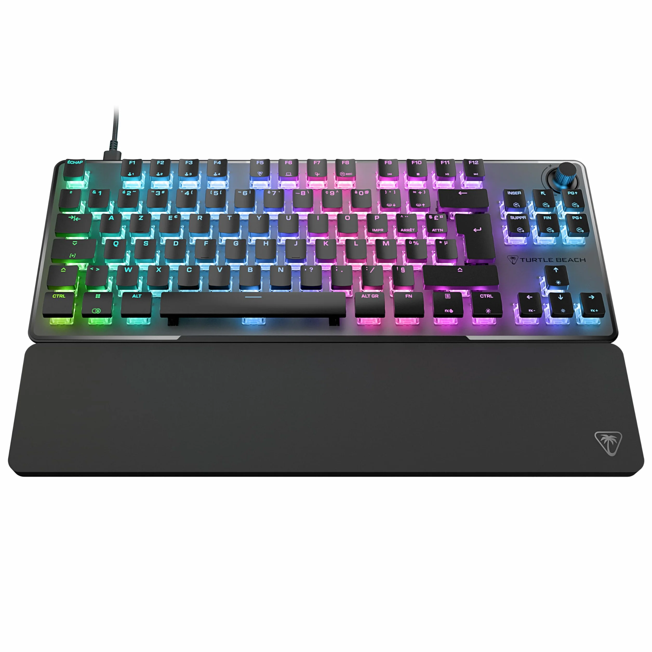 Turtle Beach Vulcan II TKL Pro – magnetyczna klawiatura do gier RGB, analogowy przełącznik z efektem hali, przyciski medialne, podkładka pod nadgarstki, aluminiowa pokrywa