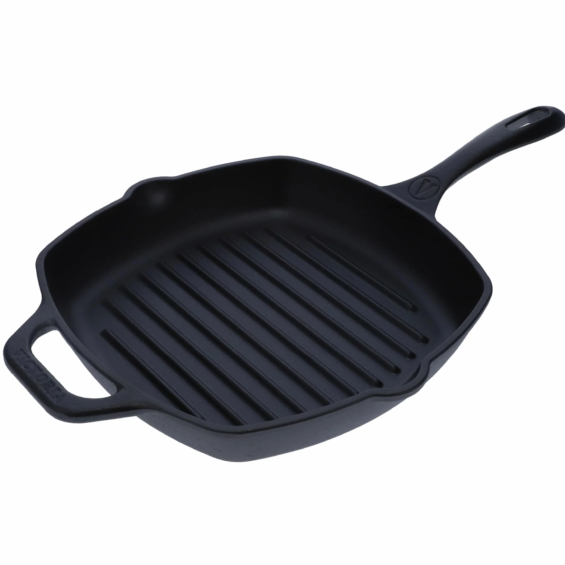 VICTORIA Patelnia do grillowania żeliwa emaliowanego indukcyjnego 25 x 25 cm, nadaje się do ognia, grilla, piekarnika, szklanej ceramiki, patelni żeliwnej, wolna od toksycznych PTFE i PFOA