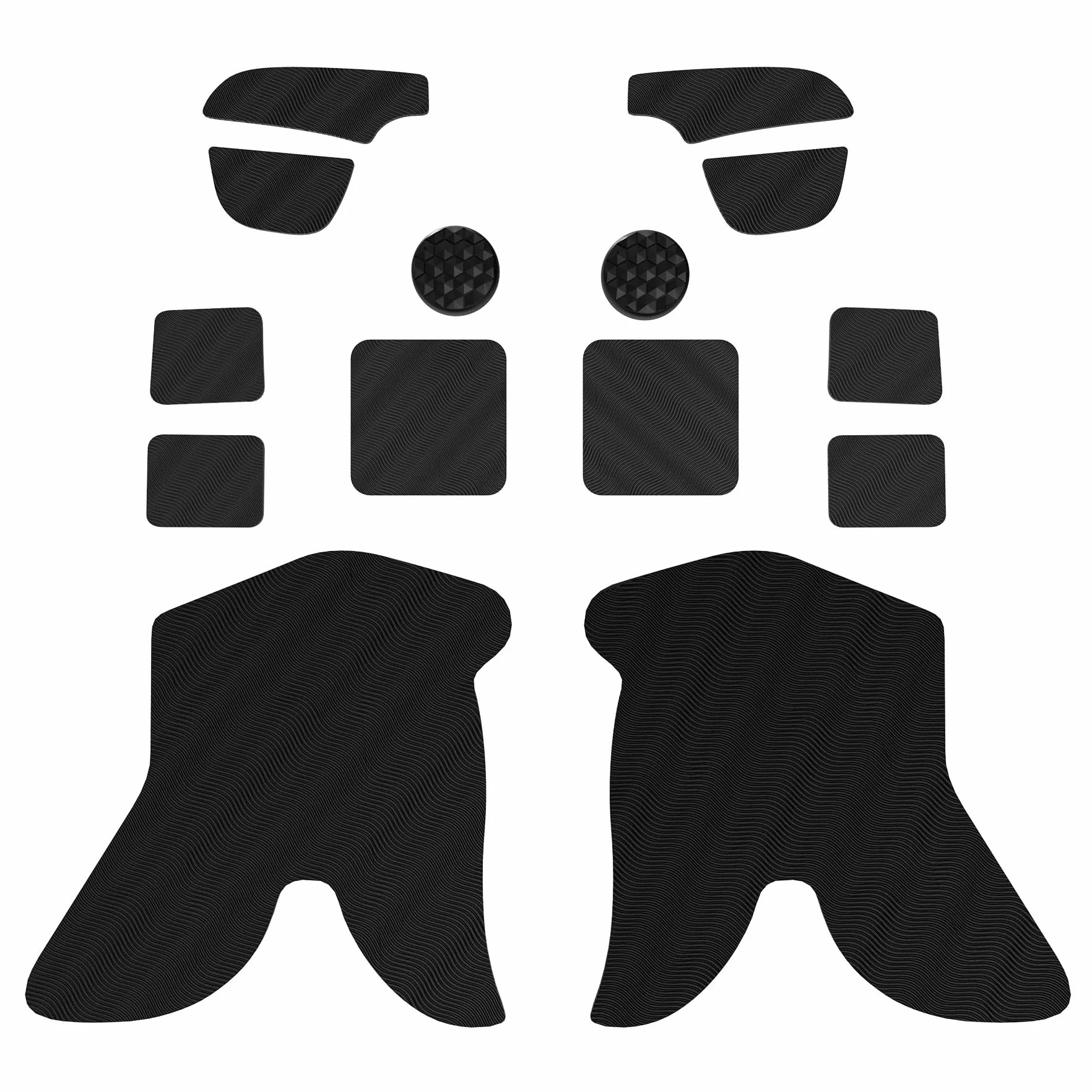 PlayVital Miękkie Gumowe Podkładki Pod Rękojeści do Steam Deck LCD,Naklejki Ochronne Gładziki Skin Grip Enhancement Back Button do Steam Deck OLED z Nakładkami Kciuki-Czarny(Fala Wodna Textured)