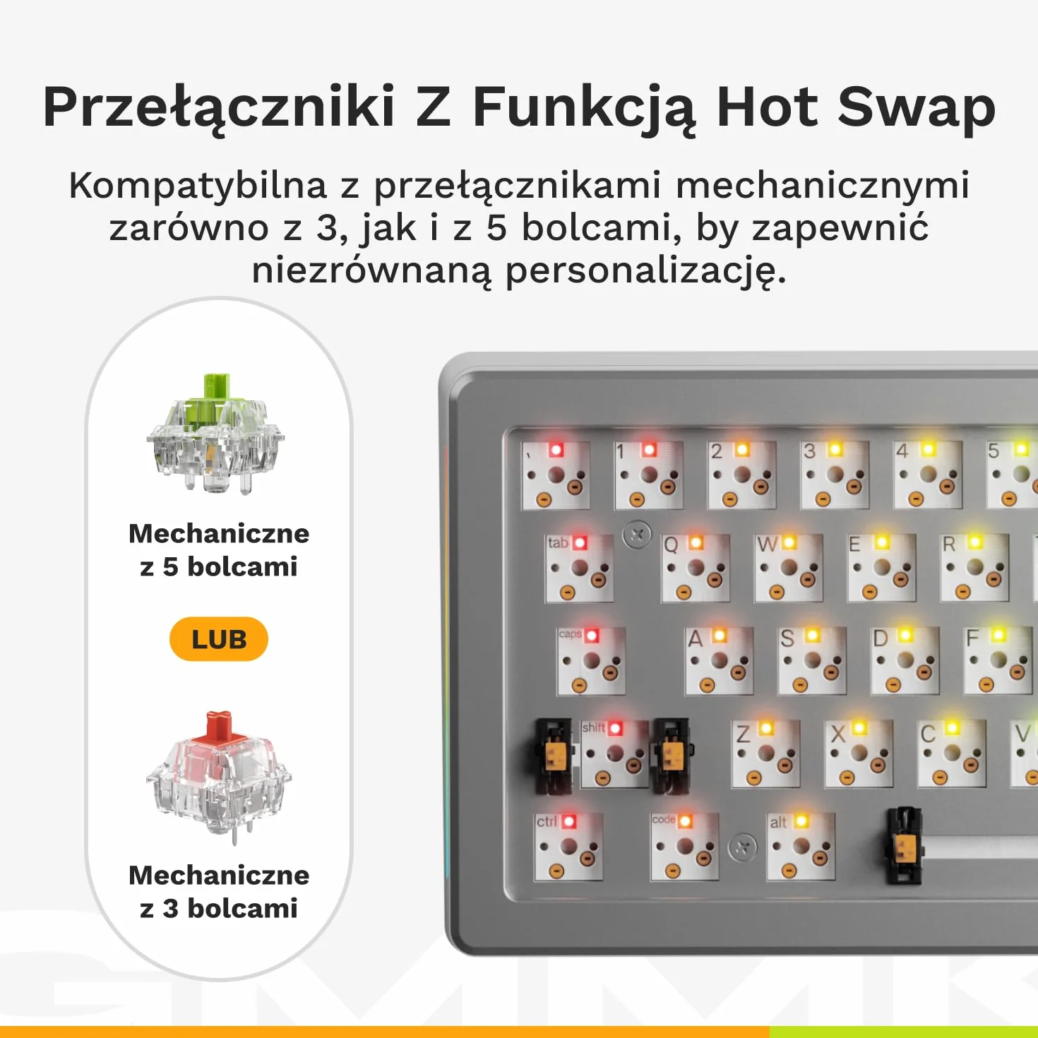 Glorious Gaming GMMK 3 PRO: klawiatura mechaniczna, compact 65%, aluminiowa obudowa i system uszczelek, przełączniki MX z hot swap, pianka dźwiękochłonna, amerykański QWERTY - Srebrna