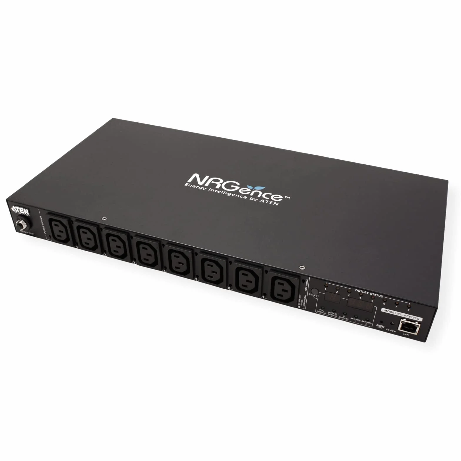 ATEN PE8108G IP, zdalne gniazdo wtykowe, 8 portów, 1HE, 8xC13, 10 A, pojedynczy pomiar