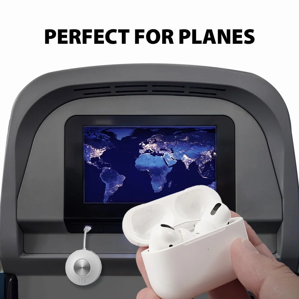 Avantree SoundJet R2 adapter Bluetooth 5.3 do samolotu i komputera, obsługa słuchawek Airpods (Pro) i Bluetooth, aptX Adaptacyjne i niskie opóźnienia, bezprzewodowy nadajnik audio do lotu