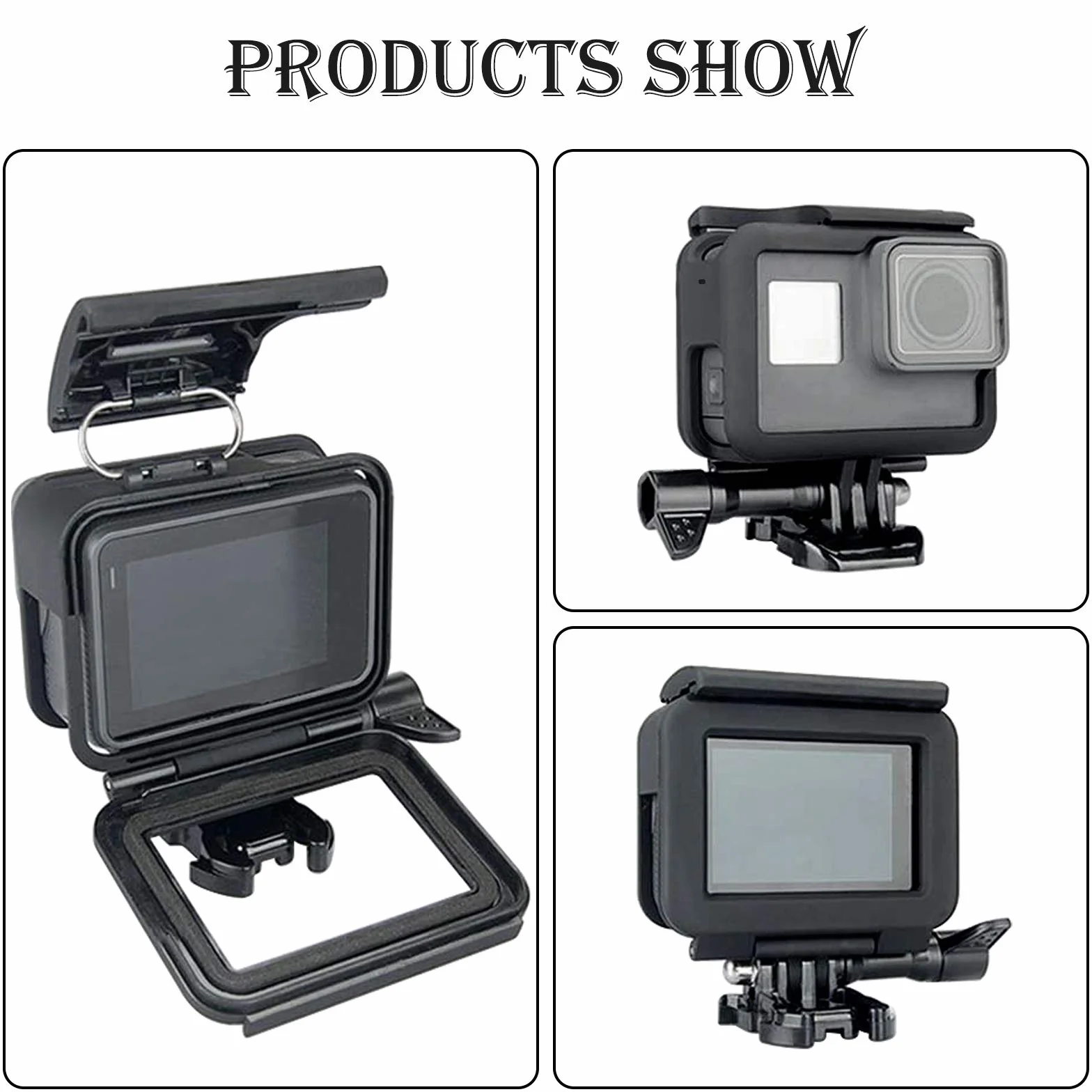 Ramka ochronna kompatybilna z GoPro Hero7/(2018)/6/5 Krawężnik z wyjmowanym mobilnym gniazdem i śrubami czarna