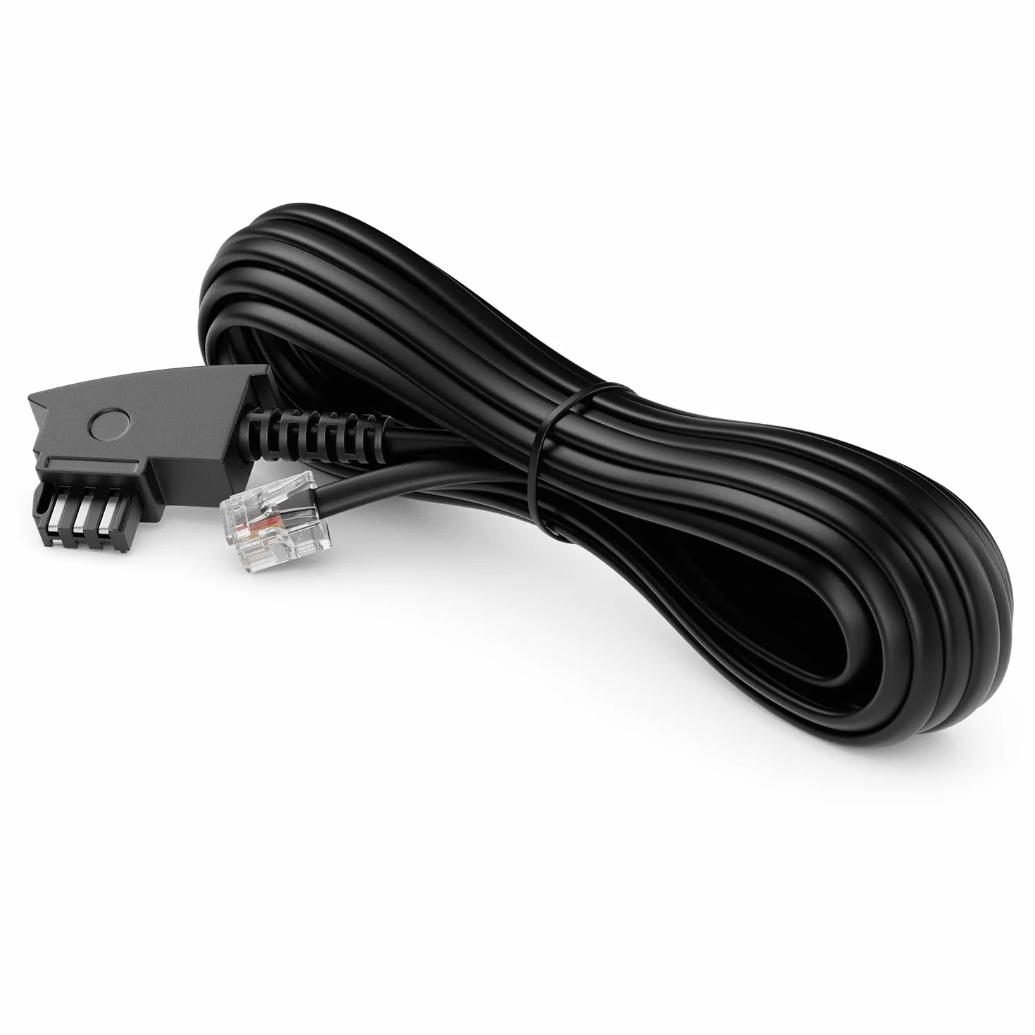 deleyCON 6m Kabel Telefoniczny TAE-F Wtyk do RJ11 Wtyk Int. Standard 6P4C Płaski Kabel Analogowe Urządzenia Końcowe do TAE-F Gniazdo Telefoniczne Telefon Faks Modem Router Czarny