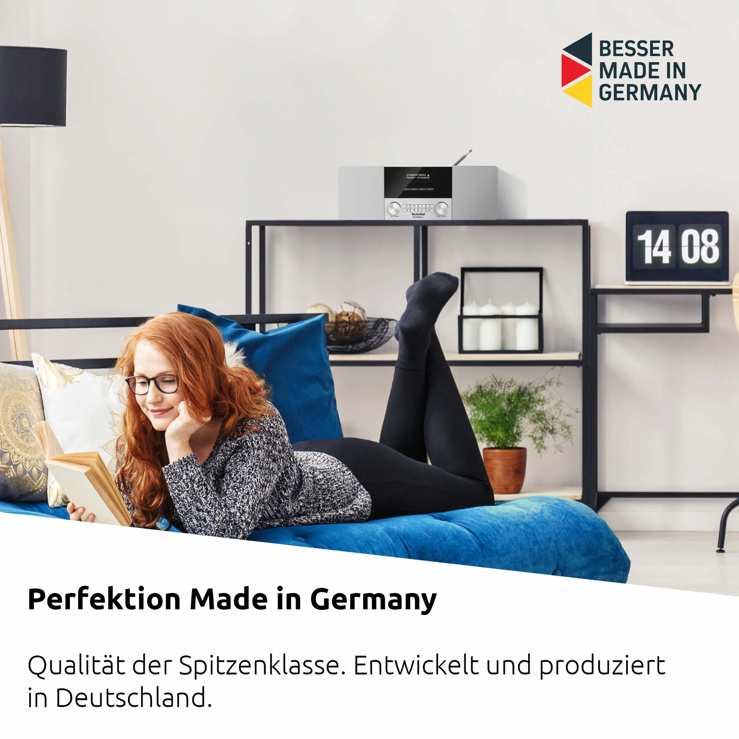 TechniSat DIGITRADIO 4 - Stereofoniczne radio DAB (DAB+, FM, Bluetooth audio streaming (odbiór), gniazdo słuchawkowe, wejście AUX, radiobudzik, wyświetlacz OLED, 20 W RMS, głośnik Elac) biały