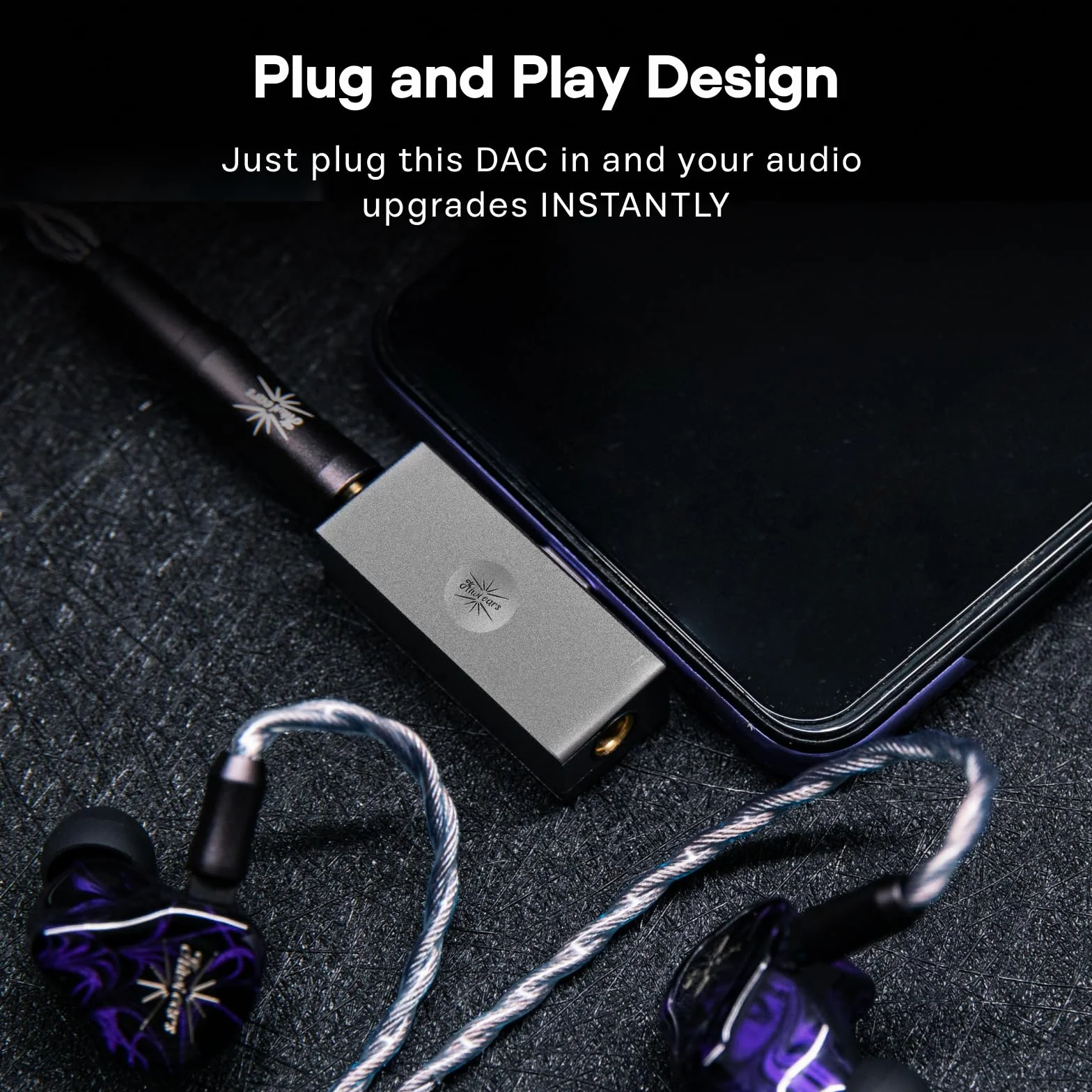 Linsoul Kiwi Ears Allegro Mini Przenośny przetwornik cyfrowo-analogowy IEM, wzmacniacz słuchawkowy, wyjście USB C do 3,5/4,4 mm, wysoka rozdzielczość 32 bity/384 kHz(Tytan)