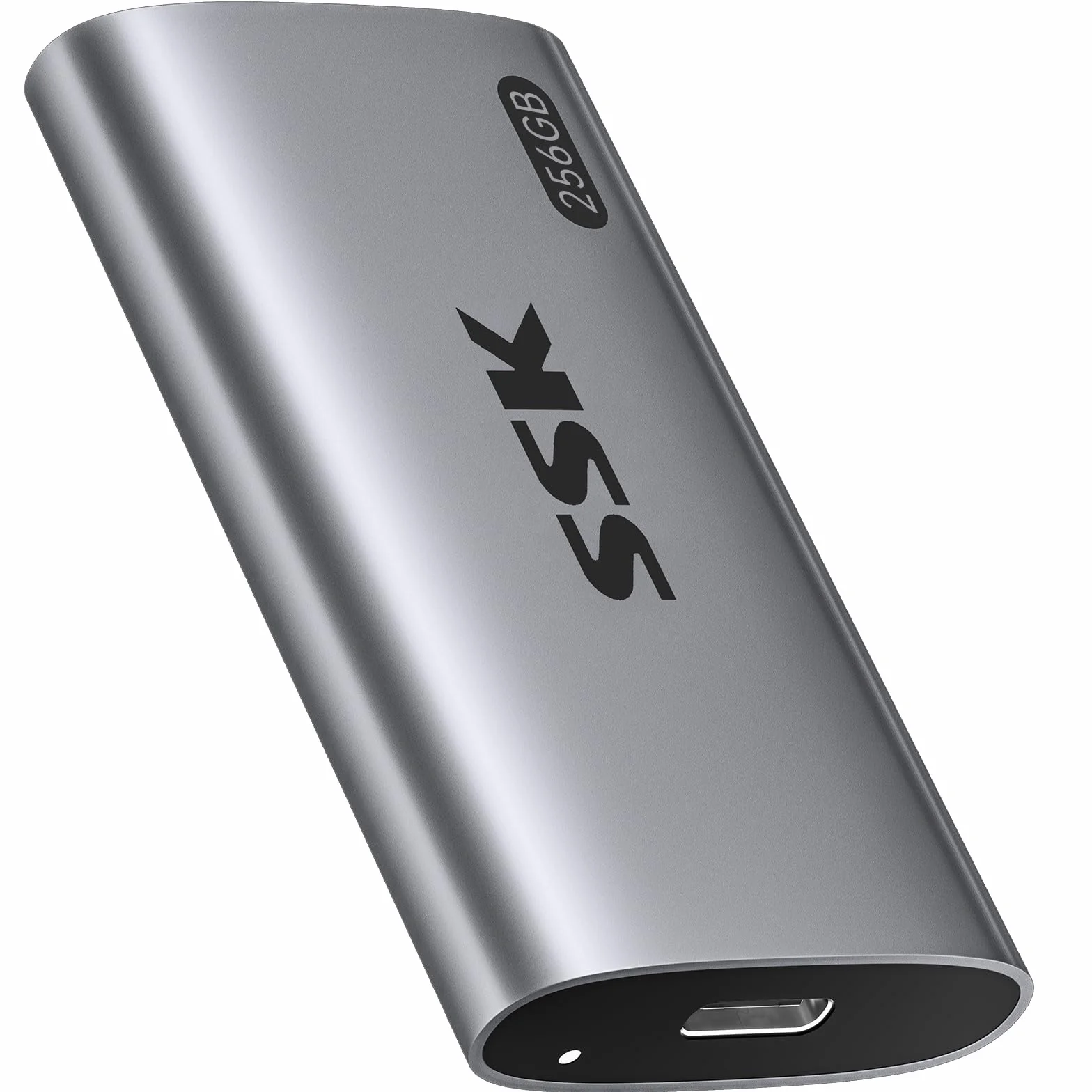 SSK 256GB Przenośny Dysk SSD Zewnętrzny Do 550MB/s, Zewnętrzny Dysk SSD USB 3.2 Gen2 dla iPhone 15/16/Pro, Windows, Mac, Android Z światłem LED, obsługujący TRIM, SMART