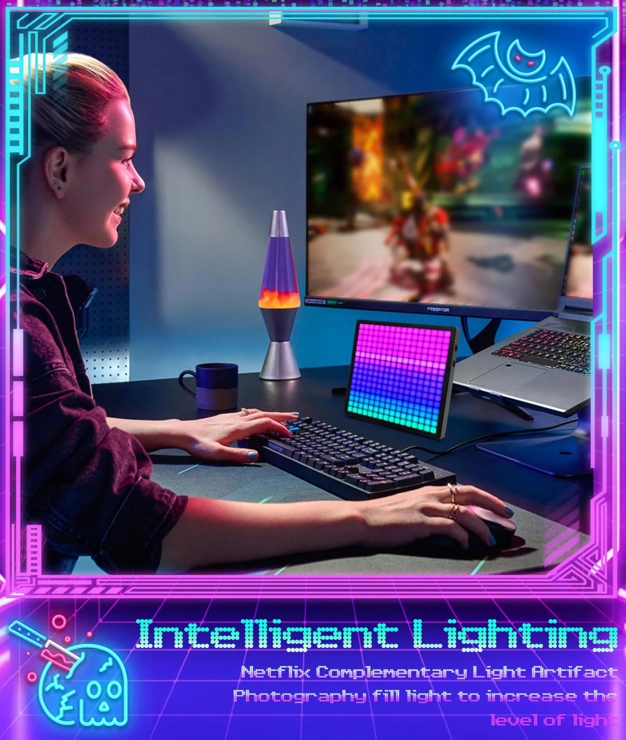 Wyświetlacz LED Pixel Art z zegarem Telefon Programowalny panel sterowania Bluetooth LED do pulpitu Wall Art (16 x 16 szt.)