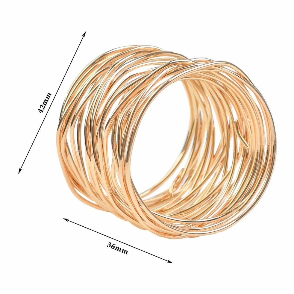 Złote metalowe pierścienie na serwetki zestaw 4,2 x 3,6 cm dekoracja