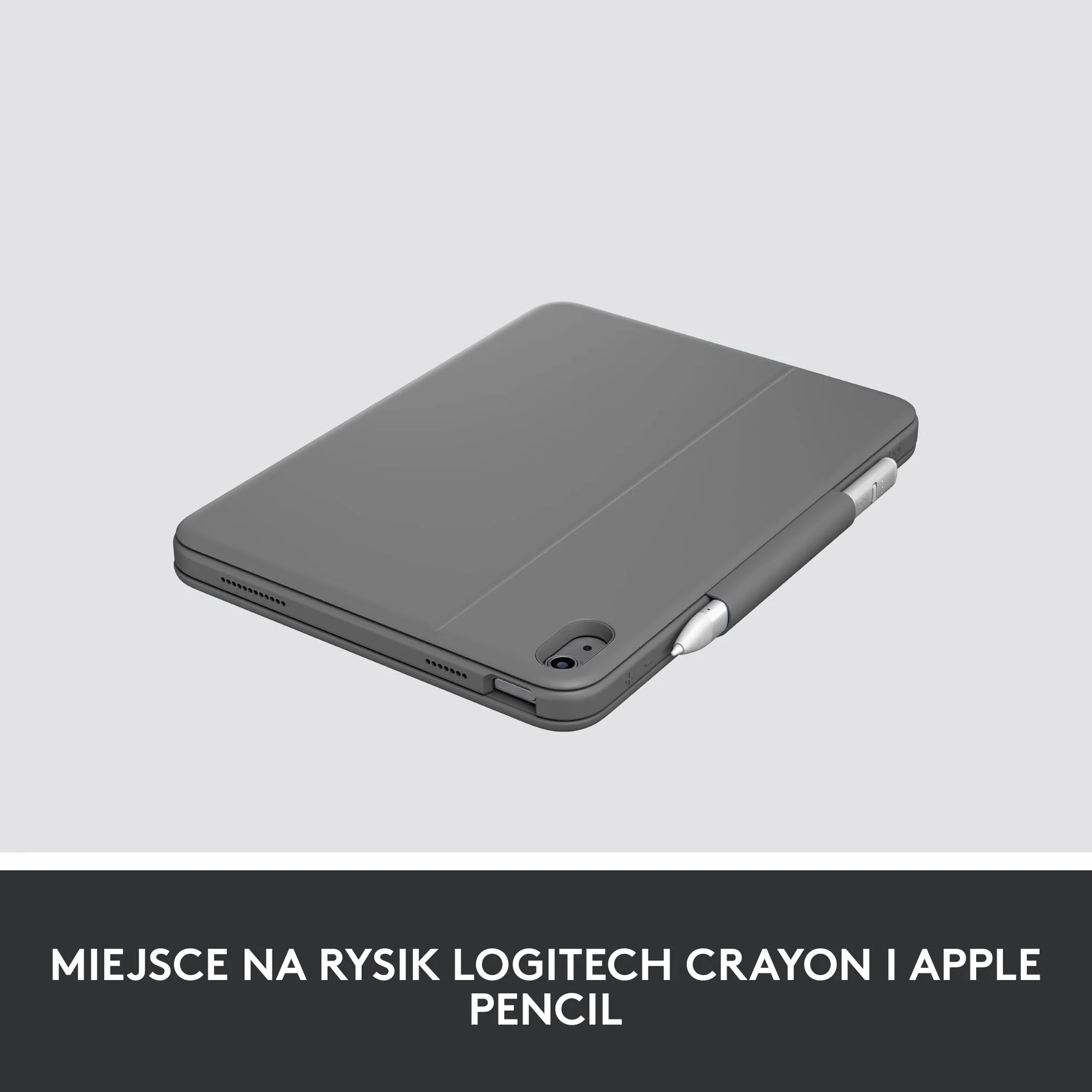 Logitech Rugged Folio, etui z klawiaturą do iPada 10. gen. i A16 ze Smart Connector i wytrzymałą klawiaturą odporną na zalanie, QWERTY układ US international - Szary