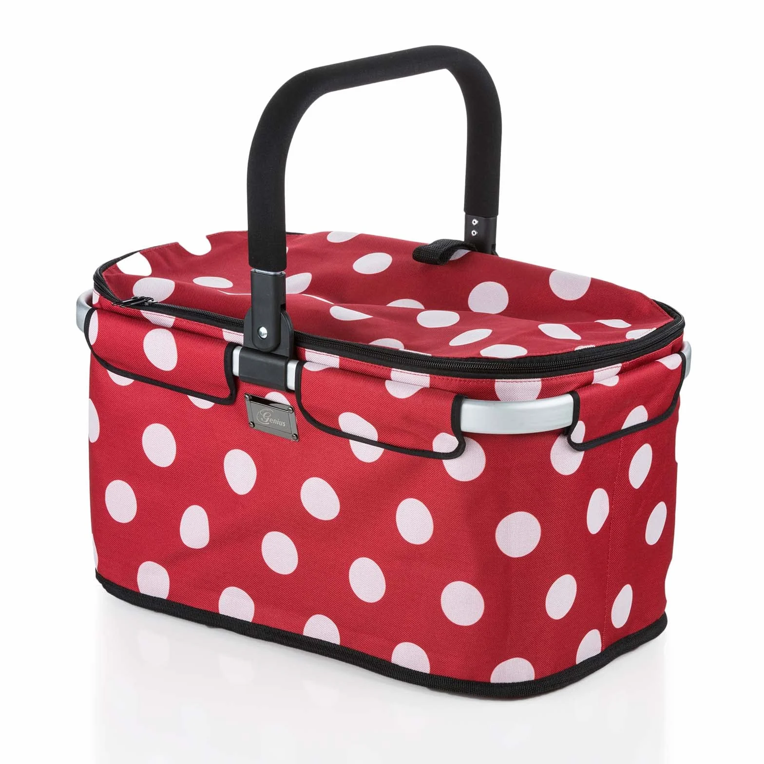 Genius Falko Premium kosz na zakupy niebieski 22 l składany z pokrywką aluminiowym uchwytem