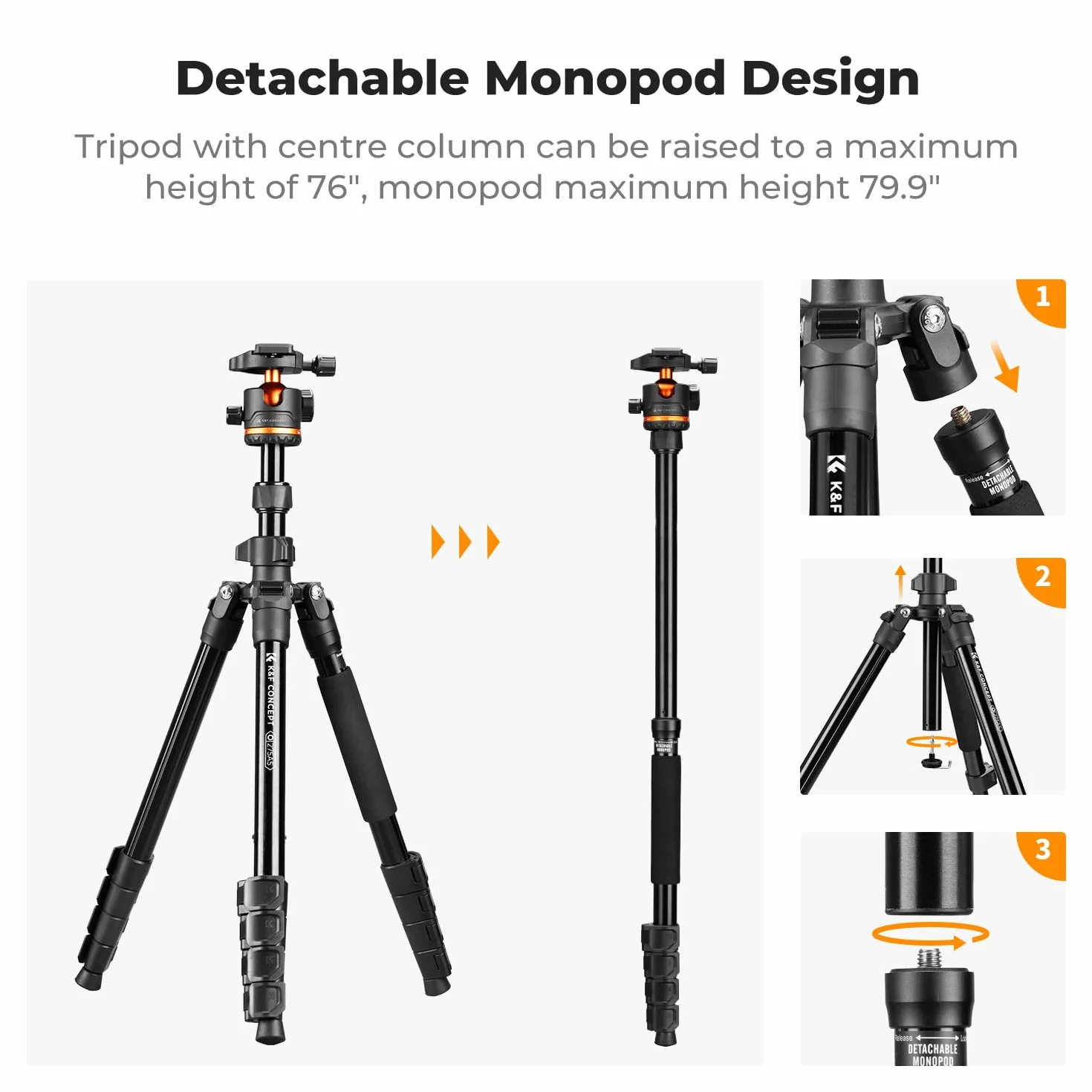 K&F Concept Statyw do aparatu, 192 cm, statyw do smartfona, statywu, aparatu Tripod O275A5 + BH-36, statyw do telefonu komórkowego z uchwytem na telefon komórkowy, tablet i pilot zdalnego sterowania,