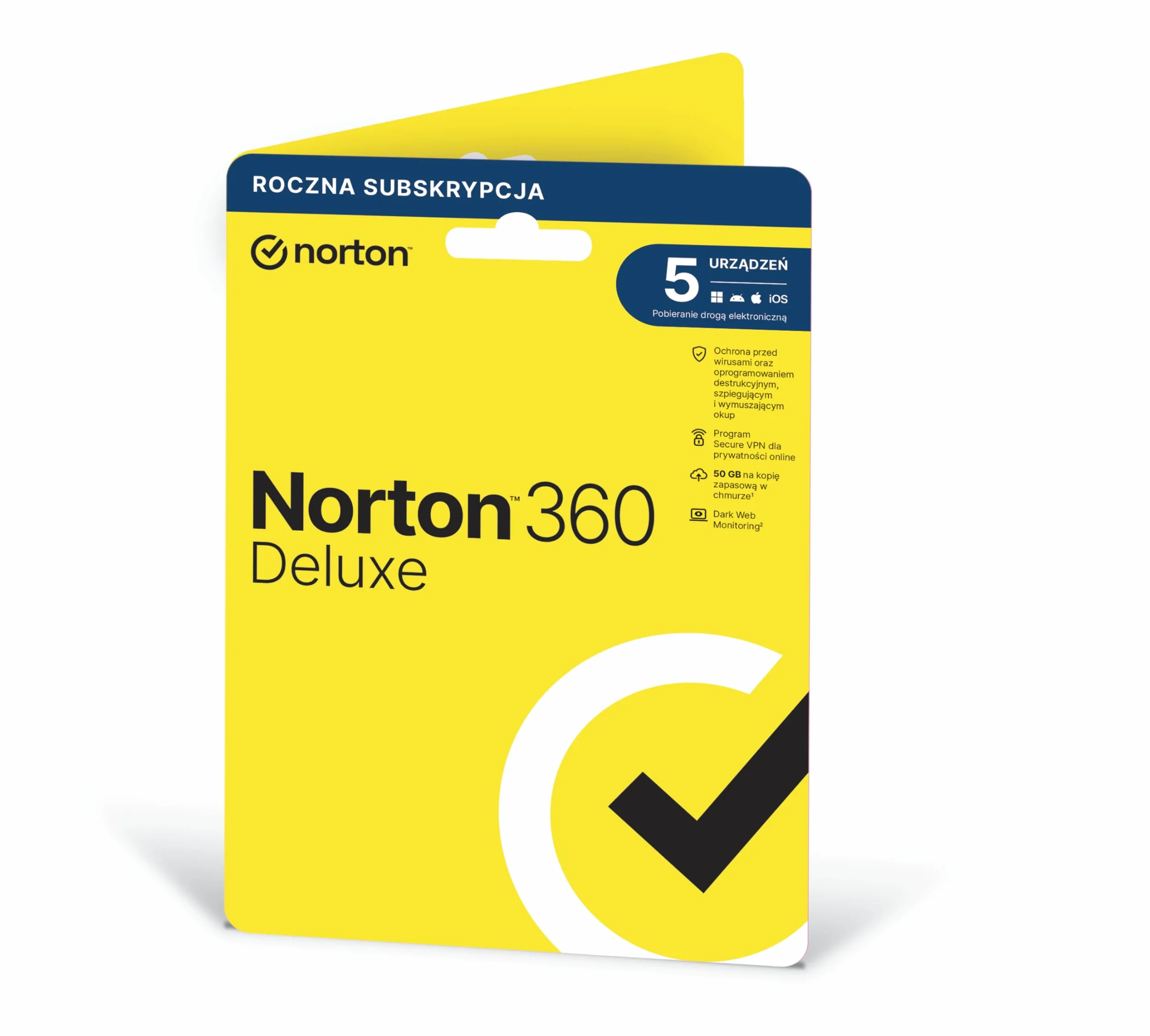 Norton 360 Deluxe 2024, Roczna Subskrypcja na 5 Urządzeń, Antywirus, Secure VPN, Password Manager, PC/Mac/IOS/Android, Wersja Pudełkowa