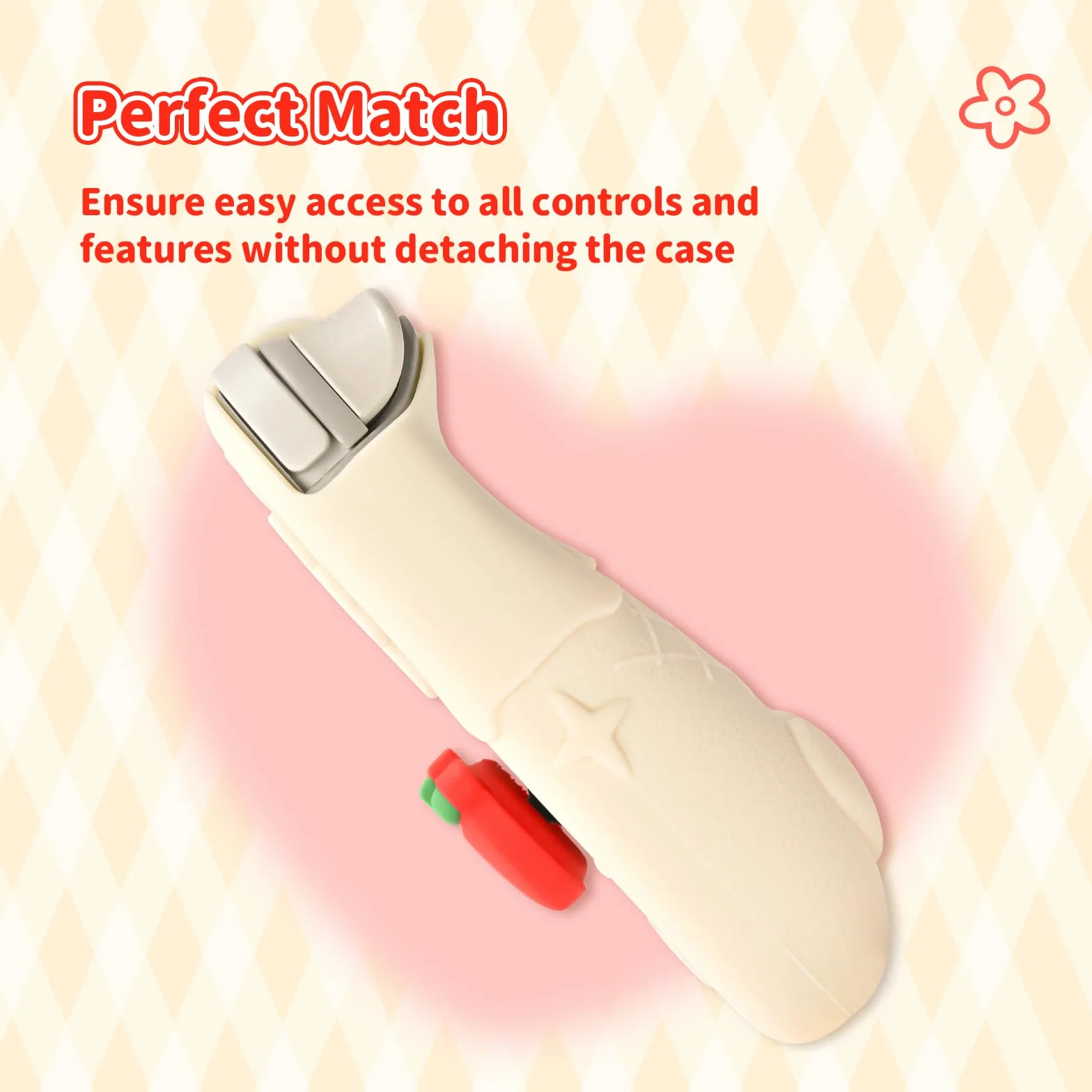 Kuitmor Etui ochronne do Switch Lite, Miękka Sylikonowa Osłona, Zabezpieczenie przed Zarysowaniami do Switch Lite wraz z 2 Nakładkami na Drążki - HLK Kremowy Biały