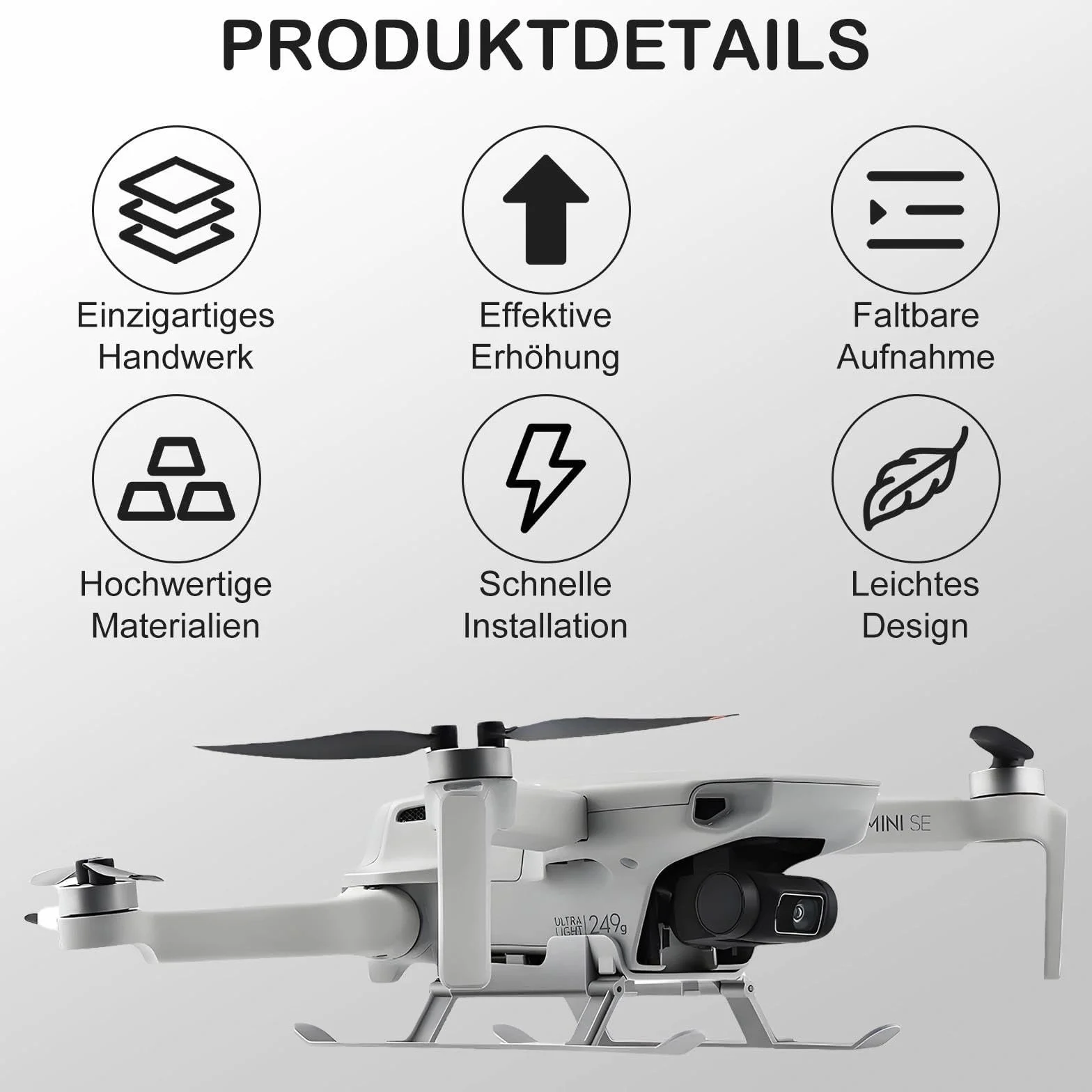 Składane przedłużki biegów, nóżki do lądowania, rozszerzenia przekładni lądowej, do DJI Mini 4K/2/SE/Mavic Mini, kolor szary