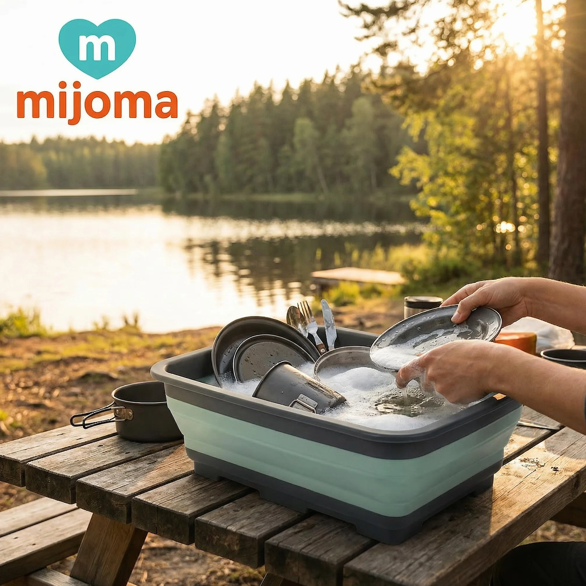 MIJOMA Składana miska do mycia 8 l 37 x 27 x 12 cm PP TPE kempingowa