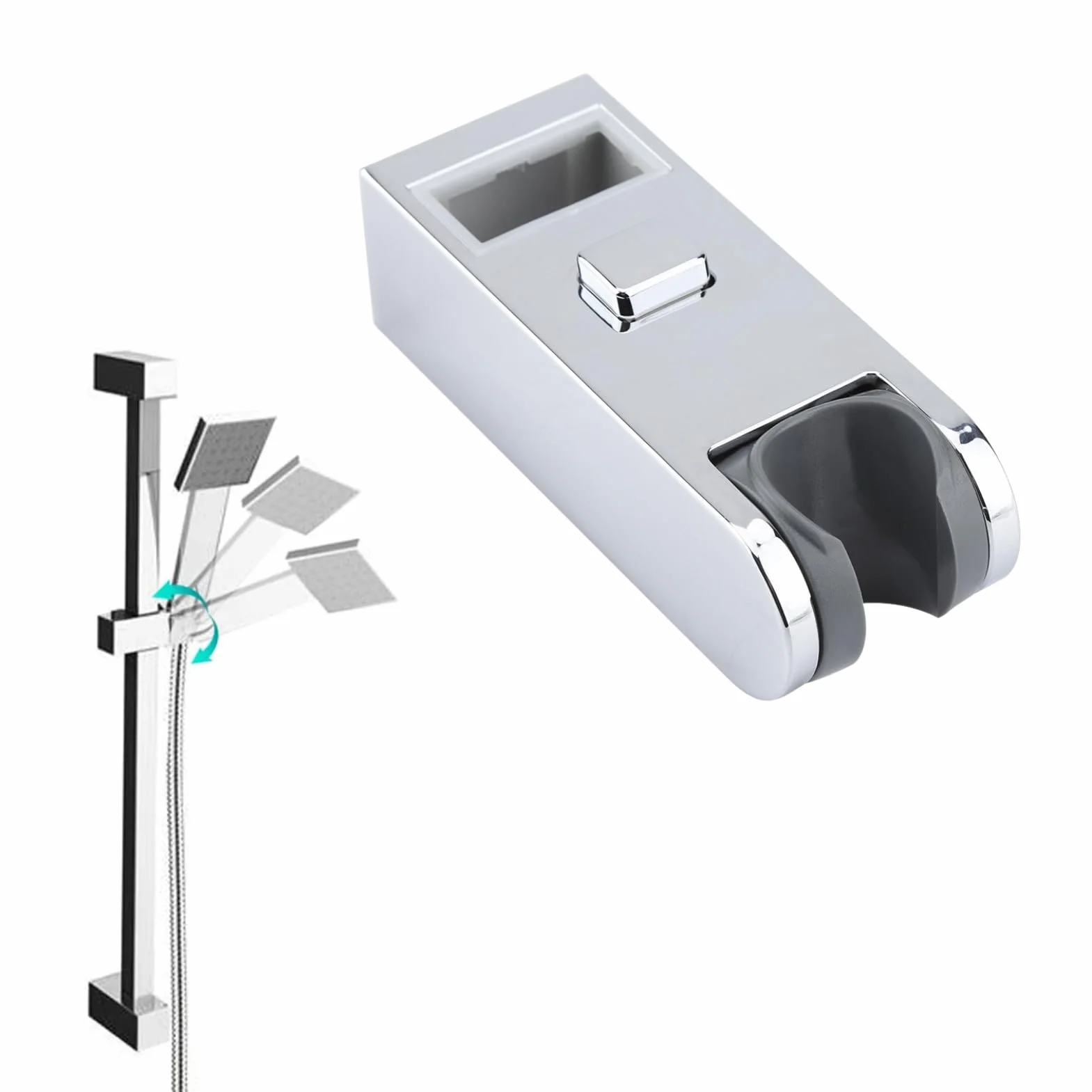 DEWIN Uchwyt na słuchawkę prysznicową do rury 30 mm x 15 mm, regulacja wysokości S, chromowane szyny ślizgowe, uchwyt na głowę, narzędzie stojące do łazienki w domu hotelu