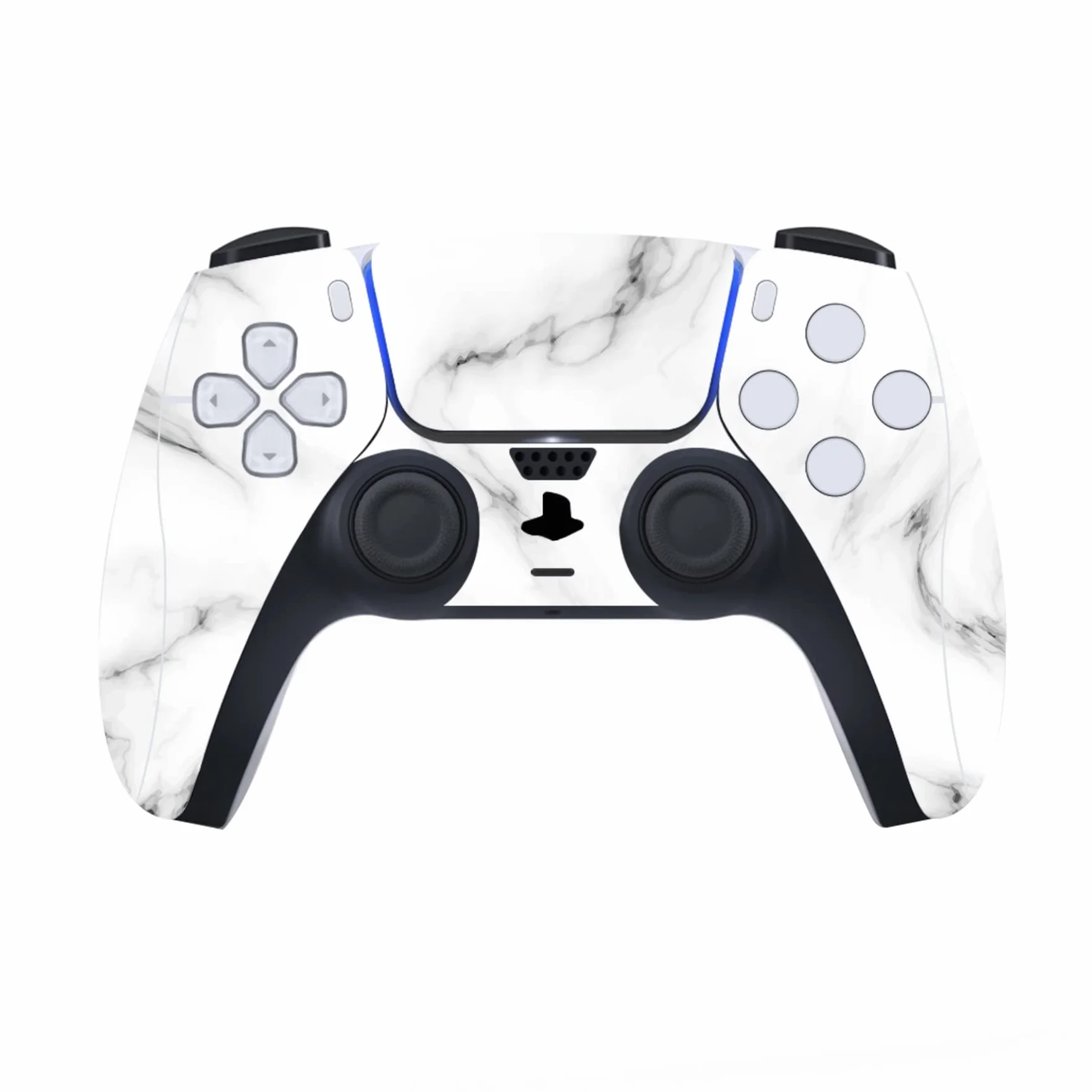 PlayVital Skórka Sticker kompatybilny z ps5,Naklejka Skins do ps5 Disc Edition,Ochronne Naklejki do ps5 Kontroler&Stacja ładowania&Zestaw Słuchawkowy&Media Remote-Bezszwowy Biały Marmur