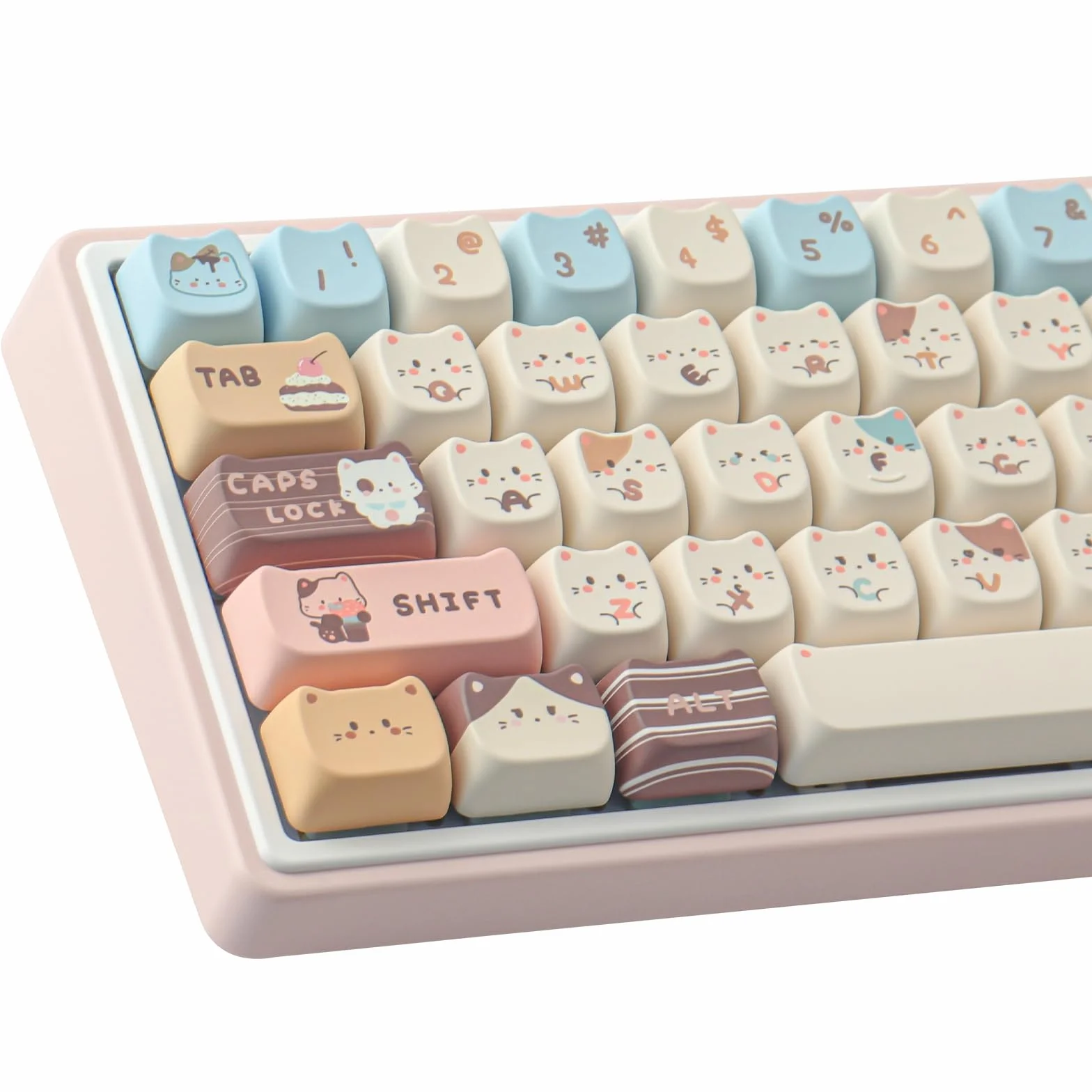 Nasadki klawiszy PBT 142 klawisze urocze nasadki klawiszy sublimacja morska sól morska kot nasadka na klawisze Mao profil niestandardowe klawisze do Cherry Gateron MX Swithes klawiatury mechaniczne