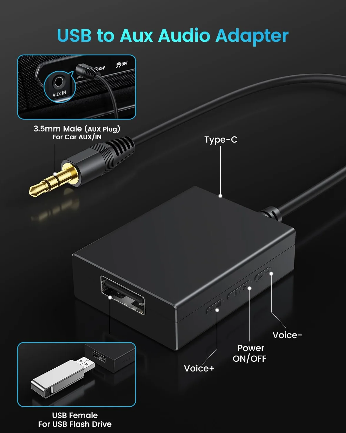 ANDTOBO USB do Aux Audio Adaptera