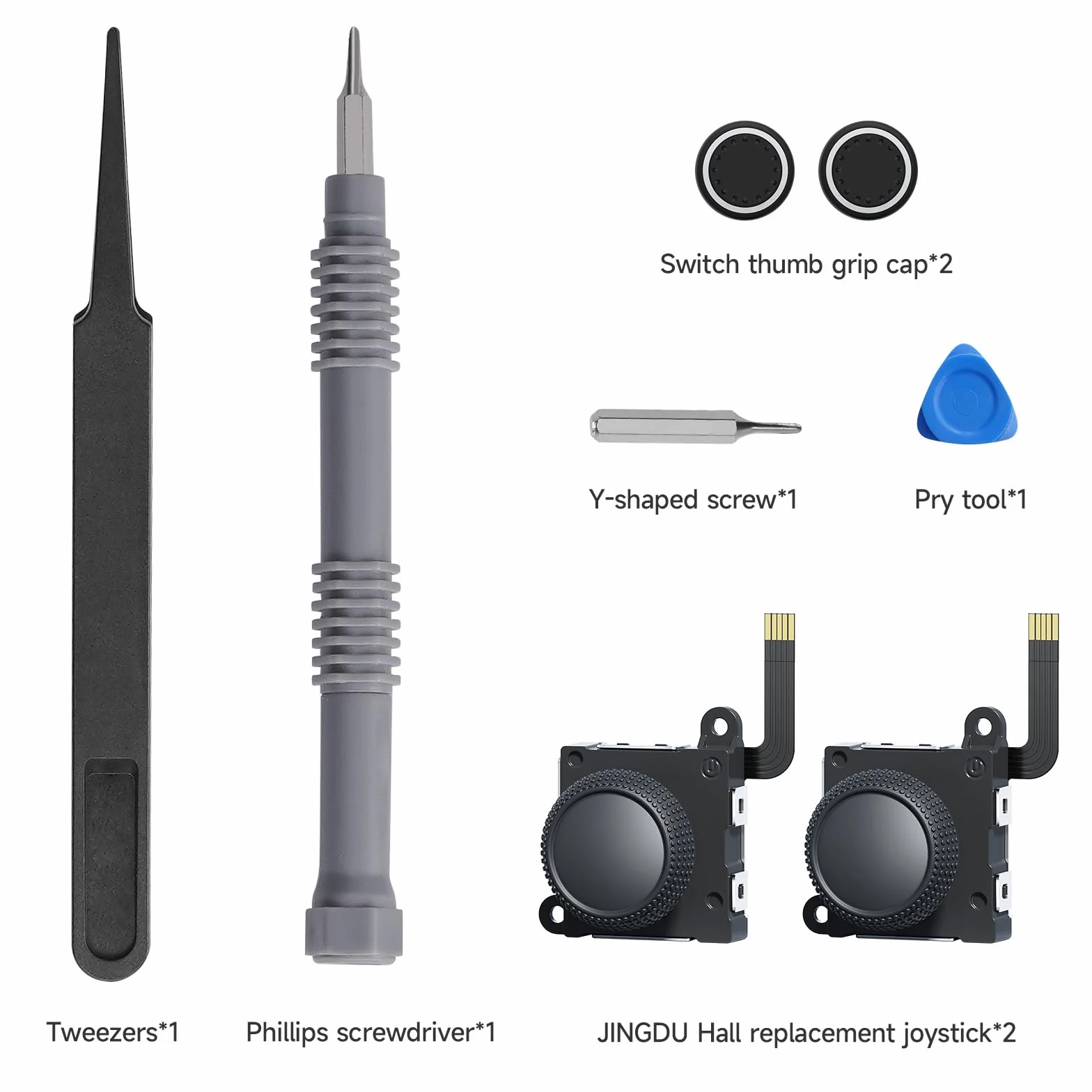 JINGDU Zestaw zastępczy joysticka kompatybilny z przełącznikiem, joystick z efektem Halla, kompatybilny z Switch NS/Switch OLED/Switch Lite, kontroler przełączników, zestaw narzędzi naprawczych, 2 szt