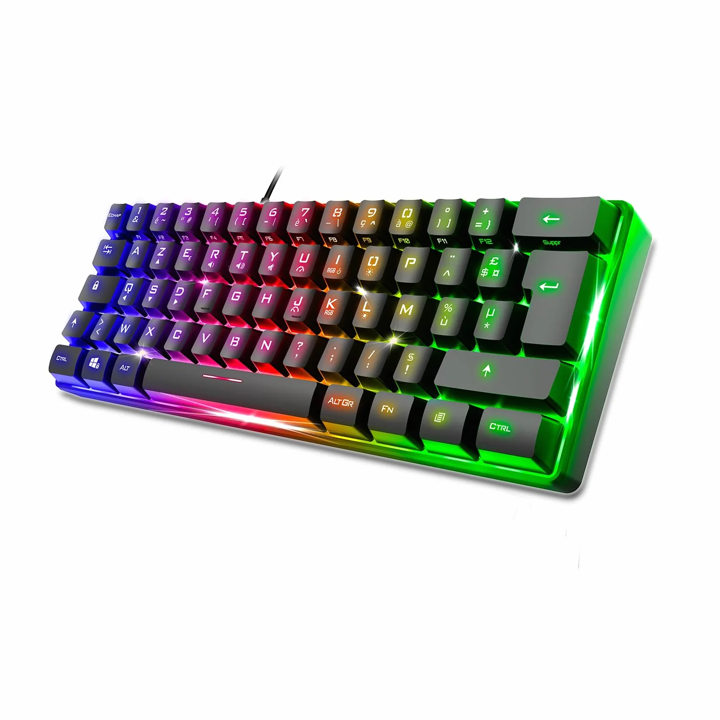 Spirit Of Gamer Pro K2 pół-mechaniczna przewodowa klawiatura gamingowa TKL 60% 62 klawisze antyghosting RGB czarna
