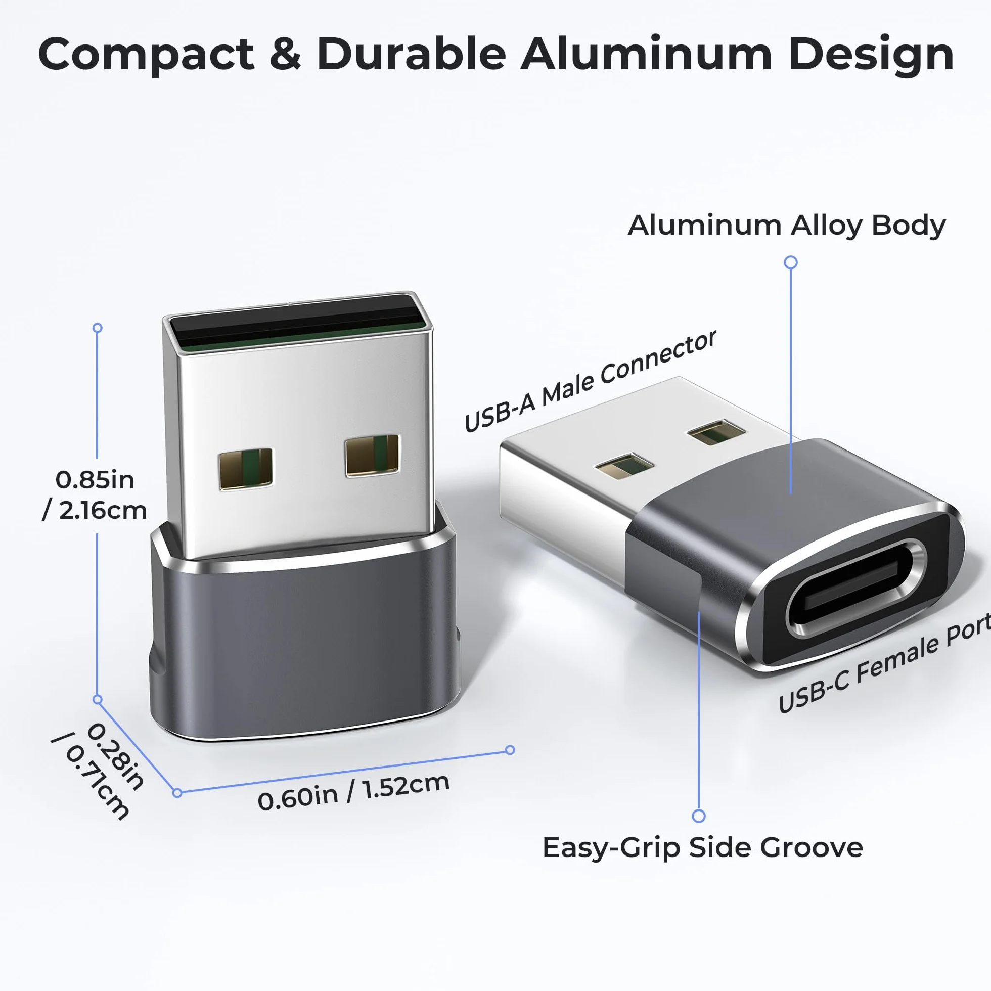 Basesailor Adapter USB do USB C do iPhone 17 Pro Max,17e 16 15 Adapter Ładowarki,Konwerter Type C Żeński do USB A Męski do Apple Watch iWatch S11 10,AirPods Pro 3,iPad mini 7 Air,Samsung Galaxy S26 25