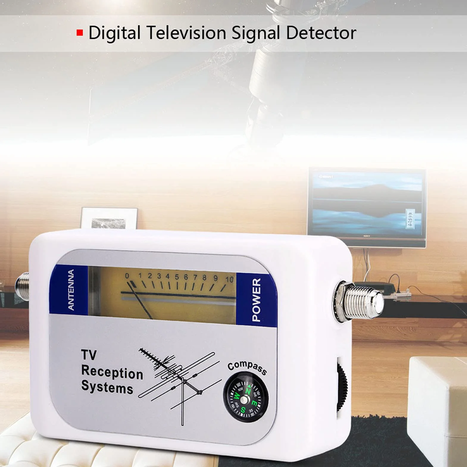 Cuifati Wyszukiwarka anteny telewizji cyfrowej, przenośny wykrywacz sygnału satelitarnego, odbiornik detektora siły sygnału telewizyjnego, z podświetleniem/kompasem