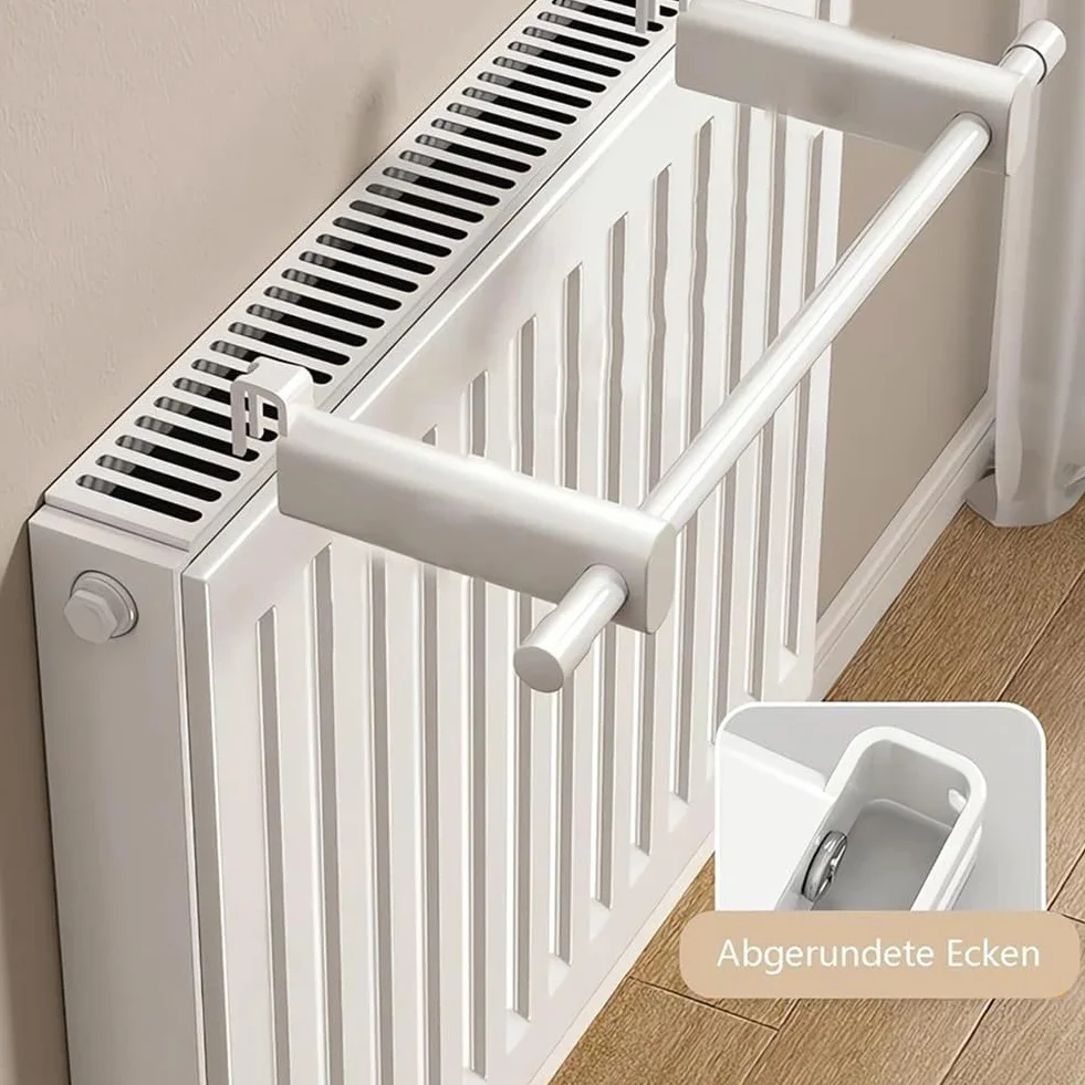 Kompaktowy wieszak na ręczniki grzejnikowe 30 cm biały stal organizer łazienkowy