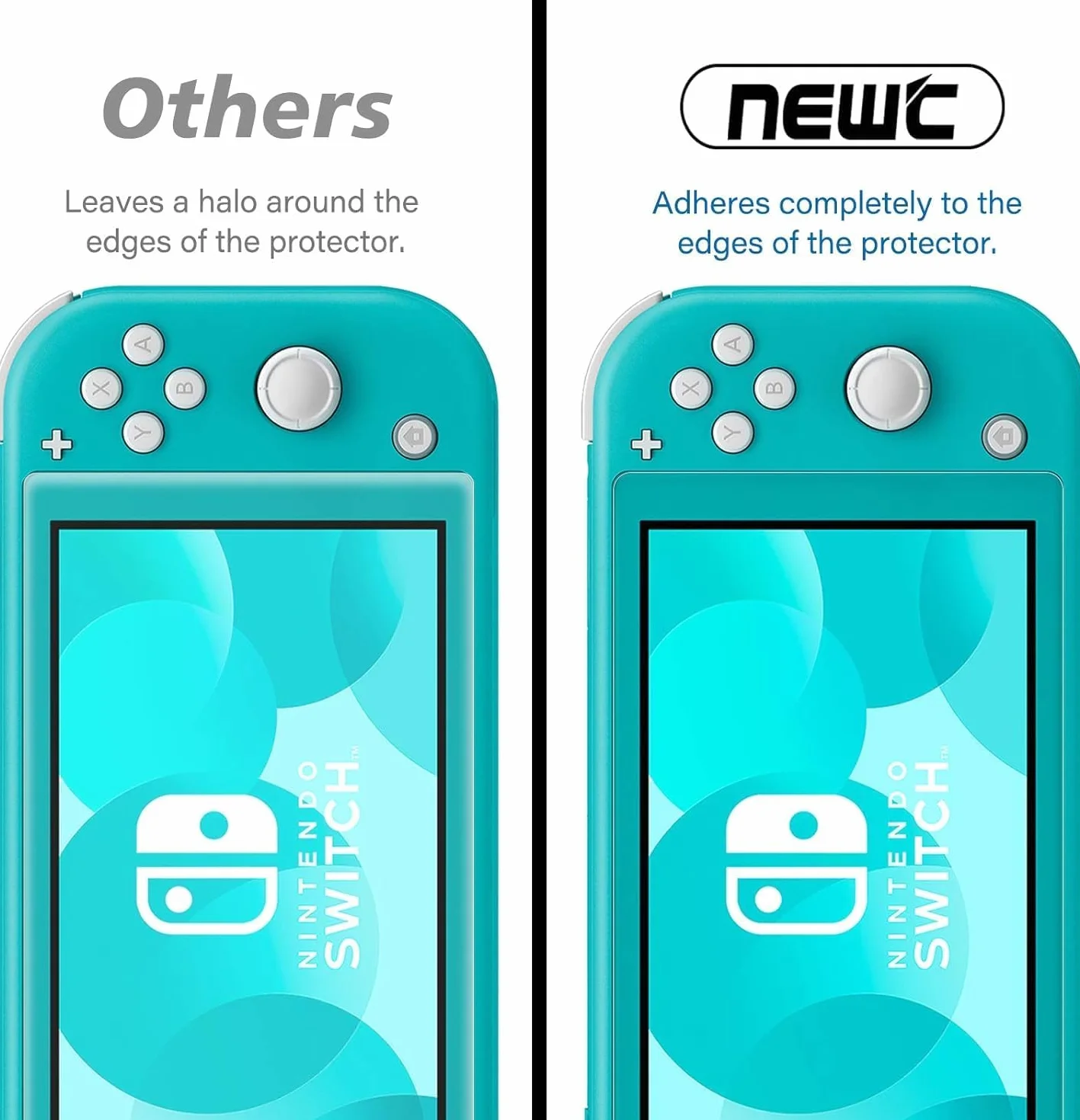 NEW'C Zestaw 3 sztuk szkła hartowanego do Nintendo Switch Lite, folia ochronna ekranu, odporna na zarysowania, bez pęcherzyków powietrza, bardzo wytrzymała (0,33 mm HD Ultra przezroczysta), twardość