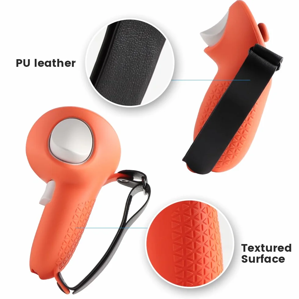 VR Touch Controller Grips Cover do Meta Quest 3s/Quest 3, akcesoria do zestawu słuchawkowego Virtual Reality, silikonowe etui ochronne z regulowanym paskiem na rękę (czarny)