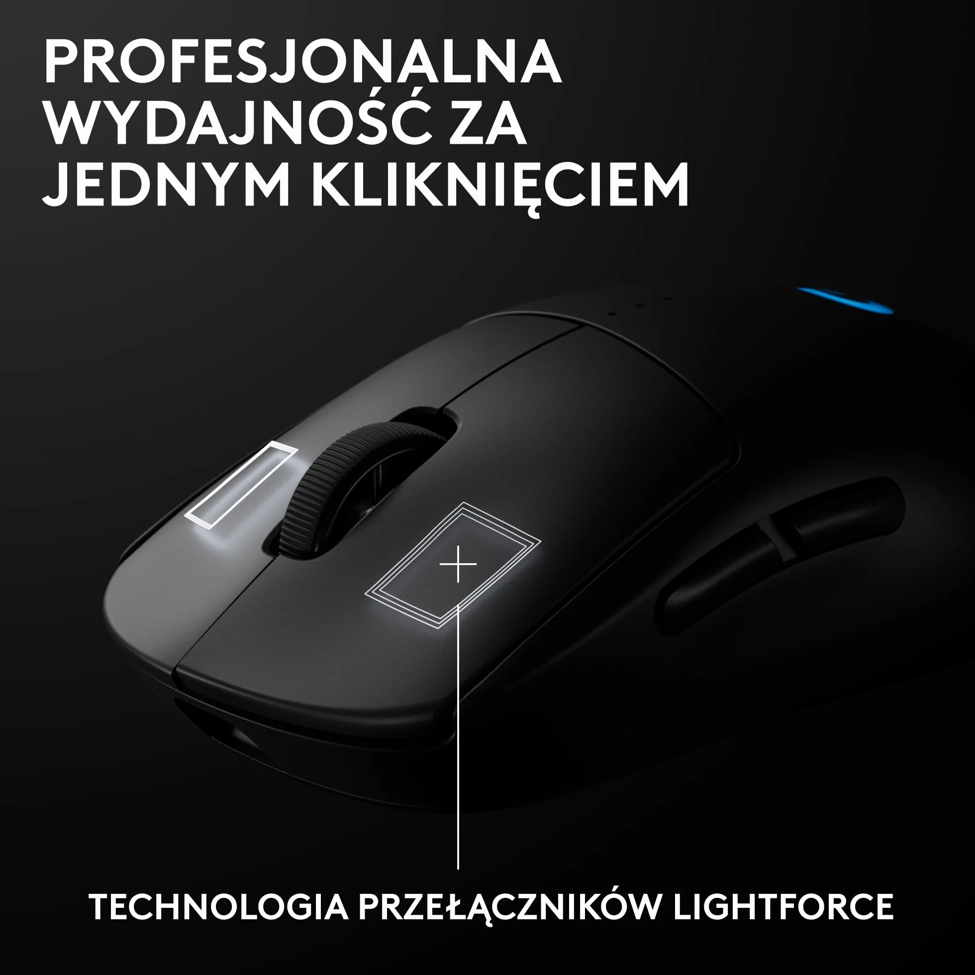 Logitech G PRO 2 LIGHTSPEED, bezprzewodowa mysz do gier, oburęczna, z maks. 4 konfigurowalnymi, przełączanymi magnetycznymi przyciskami bocznymi, czujnikiem 44K DPI, ładowaniem USB-C, PC/Mac - Czarny