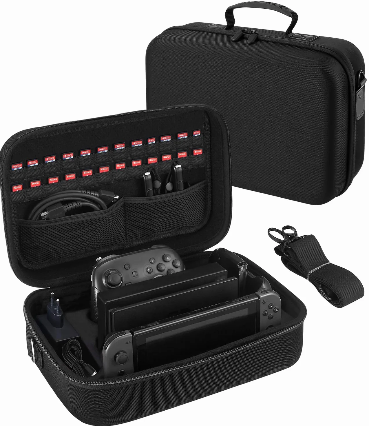 Torba do Nintendo Switch 2 model 2025, twarda torba podróżna z 18 grami, torba do przechowywania konsoli Nintendo Switch 2 i akcesoriów, czarna