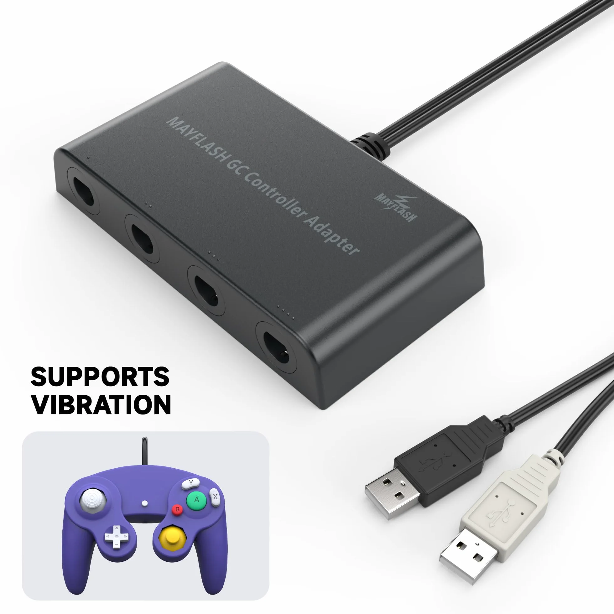 Gamecube adapter kontrolera do Nintendo Wii U i PC USB z 4 gniazdami