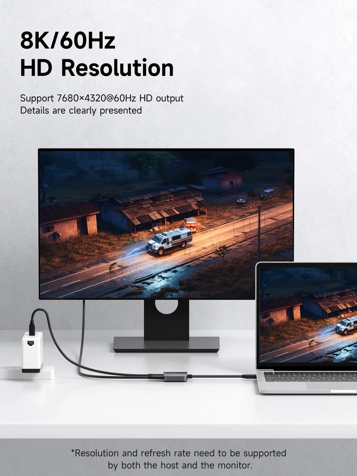 Hagibis Adapter do okularów AR USB-C 8K@60Hz 4K@144Hz 100W PD Power & Play dla XREAL Viture Rokid Steam Deck ROG Ally Switch iPhone 16 15 Pro Max