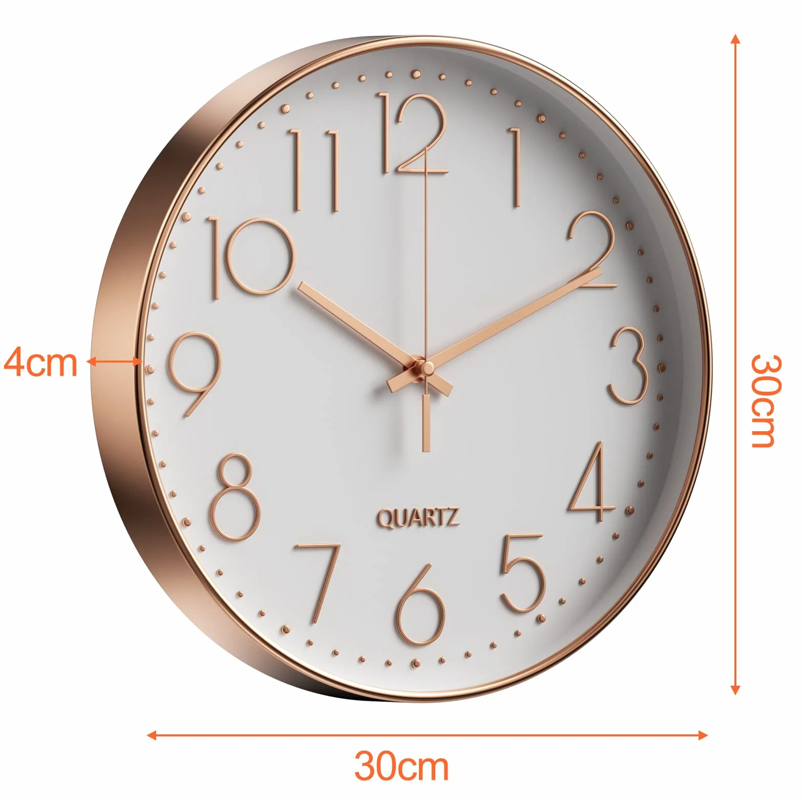 Mesybveo Zegar ścienny 30 cm (12 cali) nowoczesny cichy zegar ścienny, cichy mechanizm kwarcowy nowoczesny, minimalistyczny design, czarny, do salonu, kuchni, biura, sypialni (złoty)