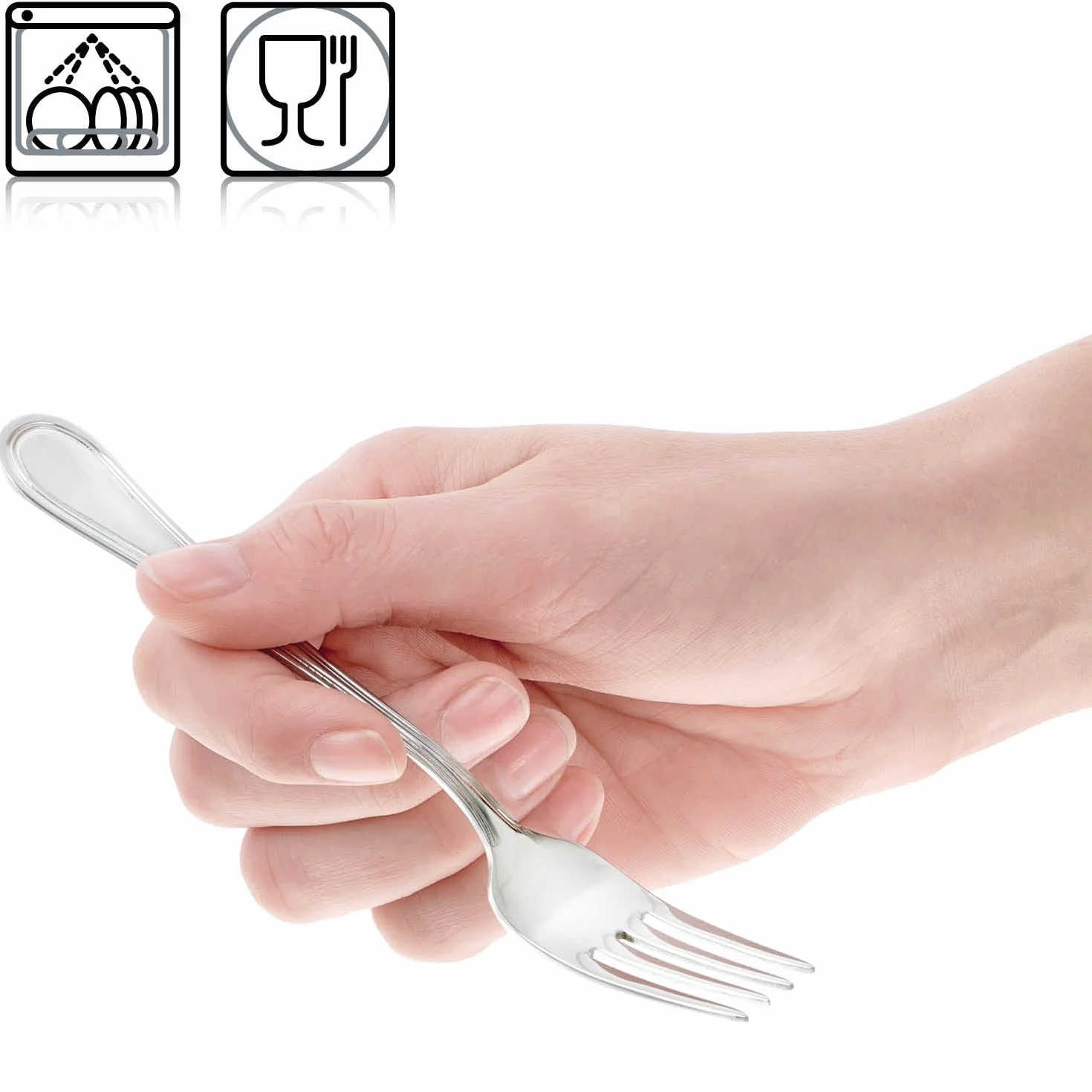 COM-FOUR® 12x Widelce Do Ciasta Ze Stali Nierdzewnej 430 - Stylowe Sztućce o Prostym Designie - Deserowe i Do Przekąsek - 15 cm (12 Sztuk)