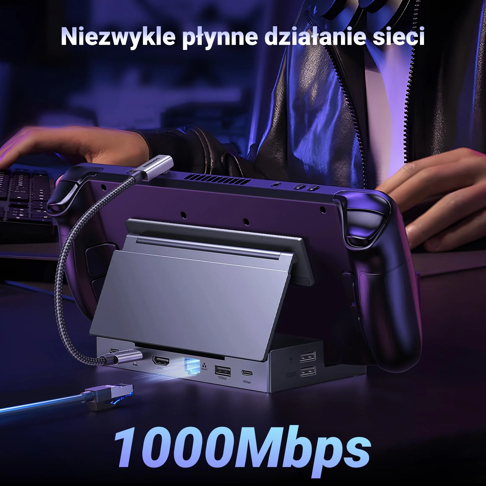 UGREEN Steam Deck Dock Stacja dokująca 9 w 1 4K@60Hz HDMI 10Gbps USB Ports Regulowany stojak Kompatybilny z Steam Deck OLED, ASUS ROG Ally, Lenovo Legion Go, MSI Claw, iPad Air/Pro, MacBook itp.