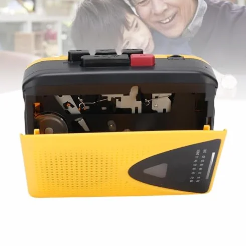 Sxhlseller Retro Cassette Player z AM FM Radio, Wbudowany Mikrofon i Głośnik, Magnetofon z Gniazdem Słuchawkowym, Zasilanie USB lub Bateria do Podróży do Domu Słuchania na Zewnątrz