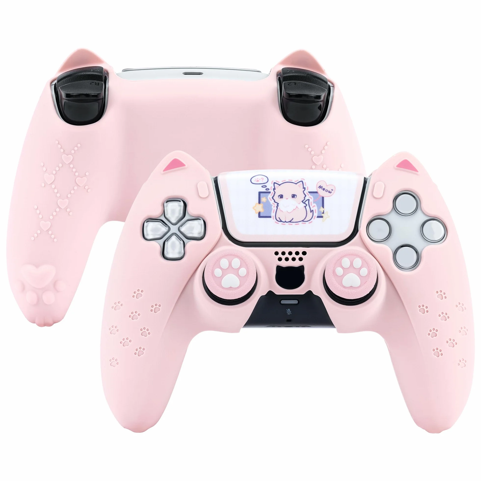 GeekShare Pink Cat Paw PS5 Kontrolery Silikonowy Pokrowiec Antypoślizgowy Joystick Caps Zestaw Akcesoriów