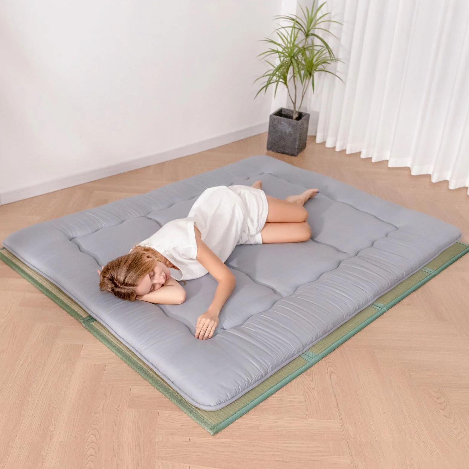 MAXYOYO Tatami mata Shikibuton 200x140x1,2 cm naturalna trawa zapach
