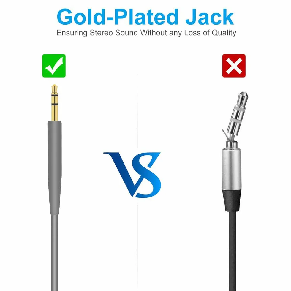 zamiennik kabla stereo jack do słuchawek Bose oe2/oe2i/AE2/QC25 QC35, wtyczka 3,5 mm - 2,5 mm (szary)