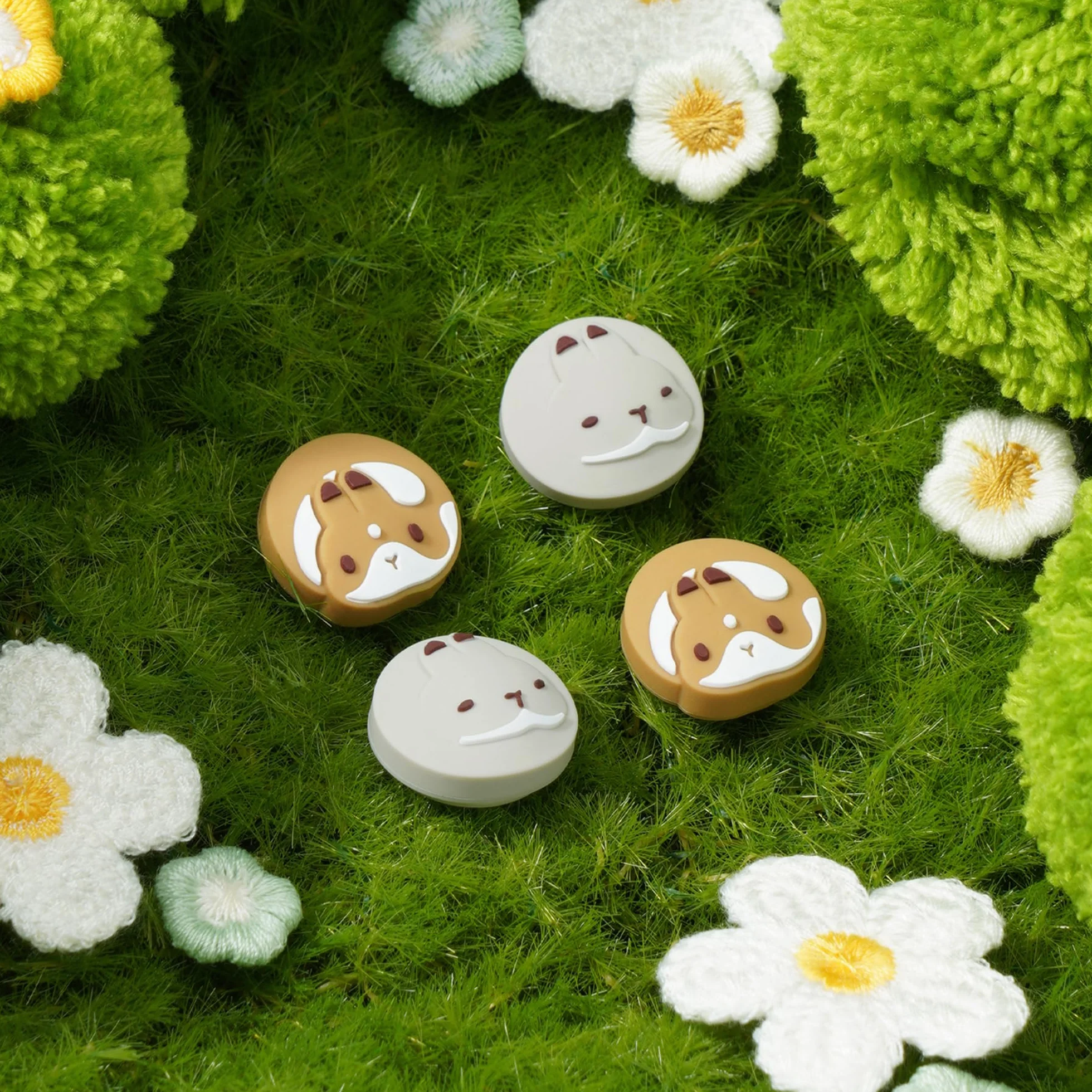GeekShare 4 szt. urocze silikonowe nakładki na kciuki, pokrowiec na joystick w kształcie królika Kawaii kompatybilny z Switch/OLED/Switch Lite, Garden Season