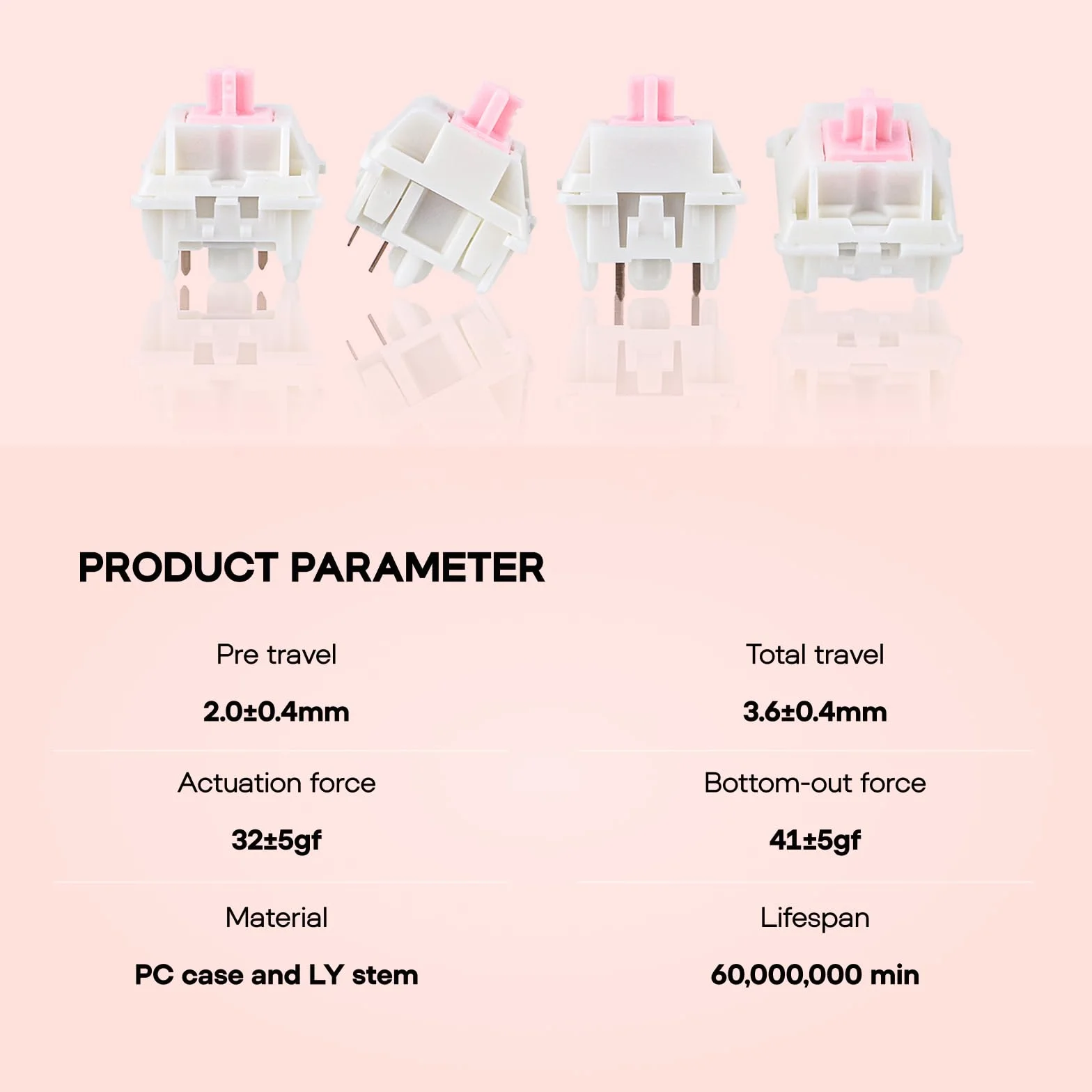 EPOMAKER Roseveil Silent przełącznik klawiatury do gier, 30 szt., 5-bieg, 32gf, wstępnie nasmarowany, liniowy, cichy, obudowa PC, LY Stem