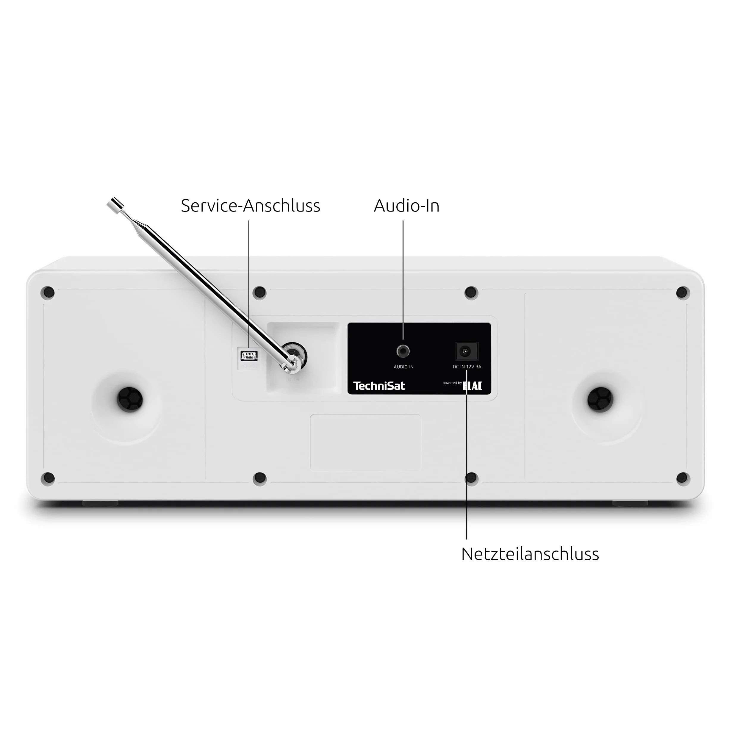 TechniSat DIGITRADIO 4 - Stereofoniczne radio DAB (DAB+, FM, Bluetooth audio streaming (odbiór), gniazdo słuchawkowe, wejście AUX, radiobudzik, wyświetlacz OLED, 20 W RMS, głośnik Elac) biały